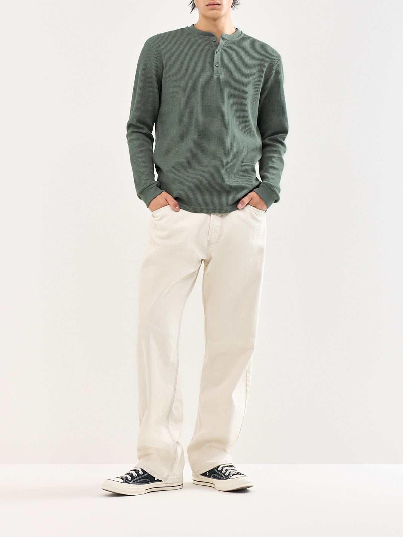 Only & Sons Tobie Regular Fit Long Sleeve Henley T - Shirt Green