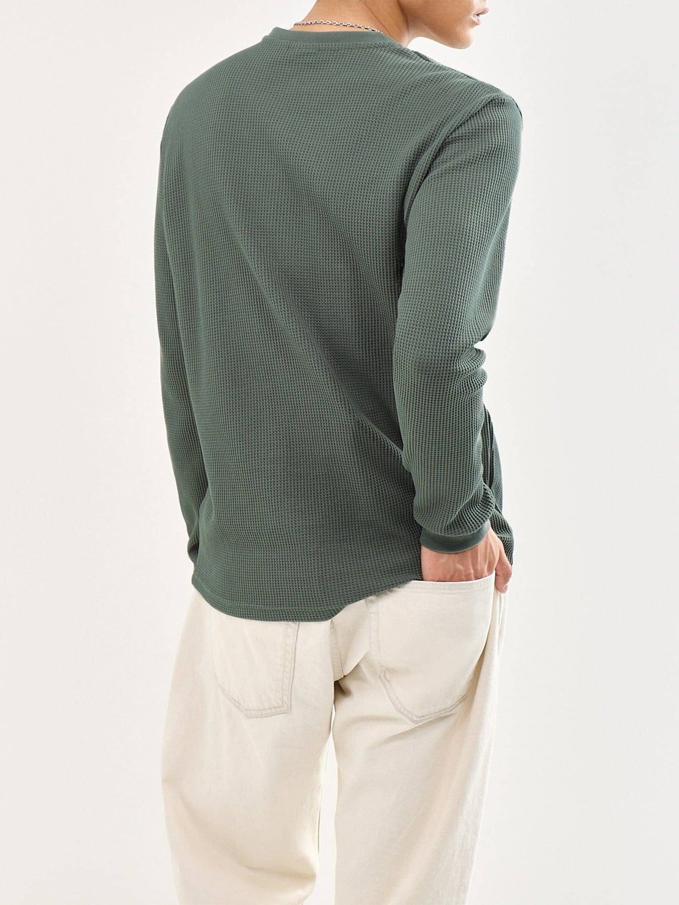 Only & Sons Tobie Regular Fit Long Sleeve Henley T - Shirt Green