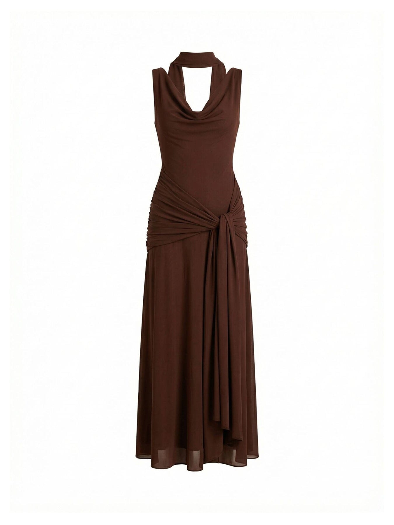 Forever New Vivianne Scarf Tie Maxi Dress Brown