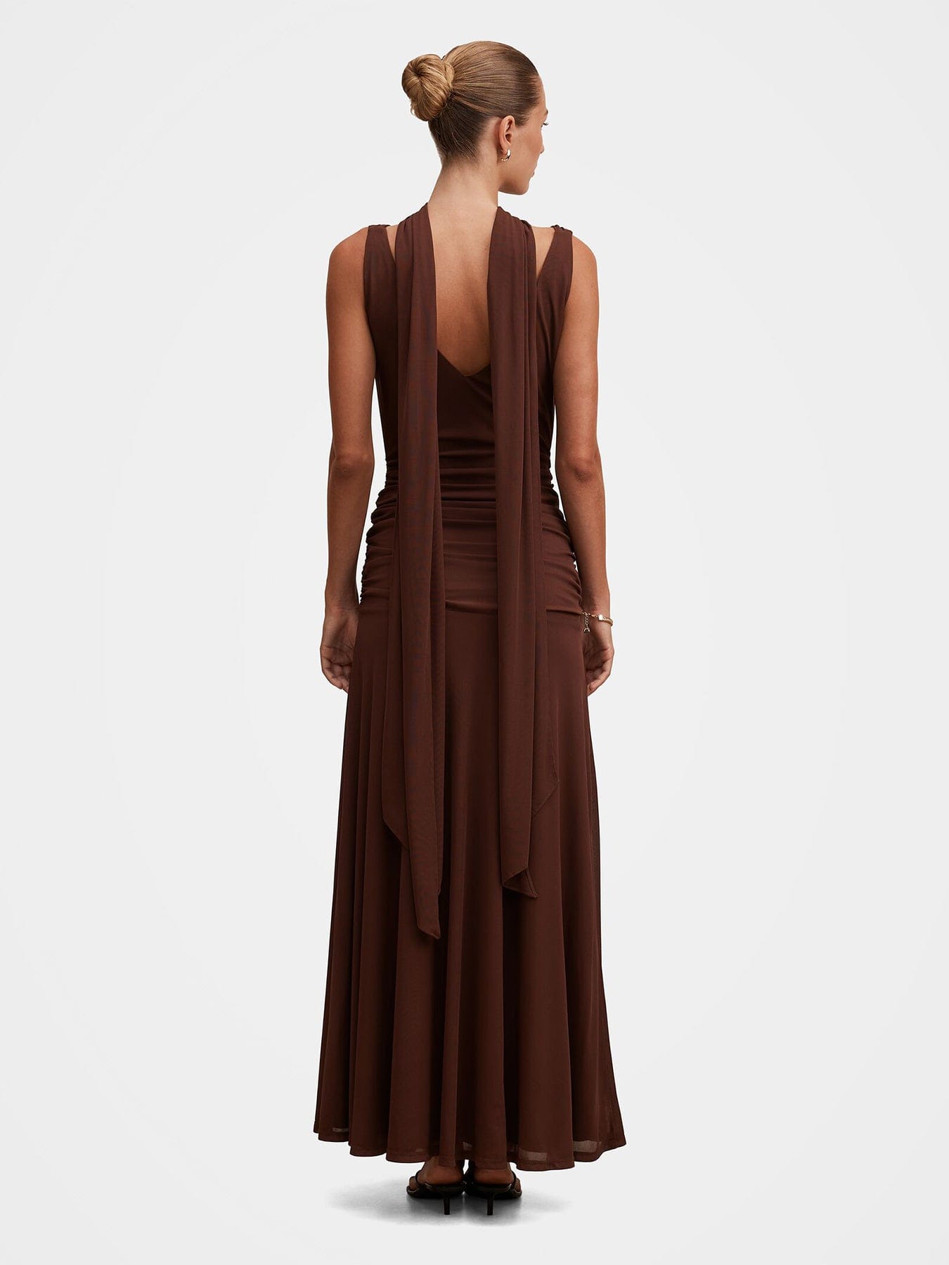 Forever New Vivianne Scarf Tie Maxi Dress Brown