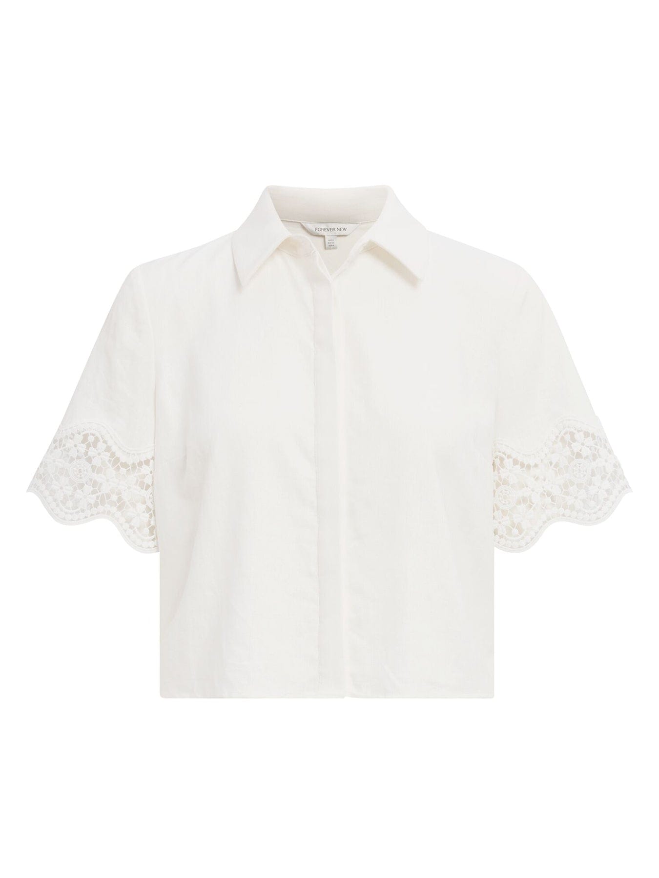 Forever New Skye Lace Trim Shirt White