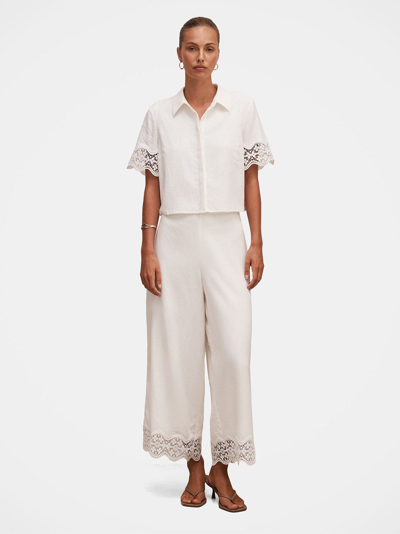 Forever New Skye Lace Trim Shirt White