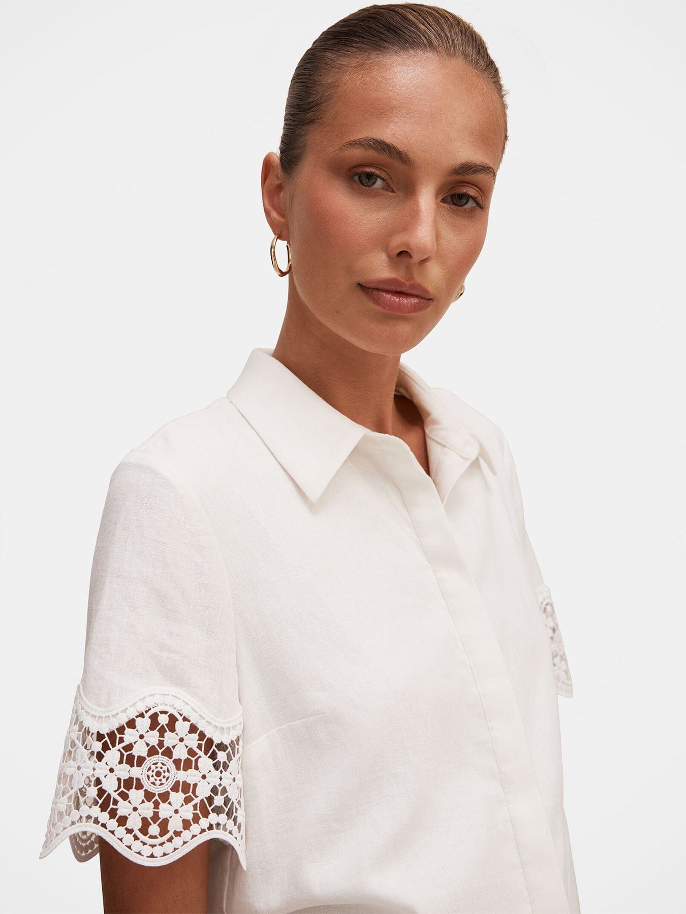 Forever New Skye Lace Trim Shirt White