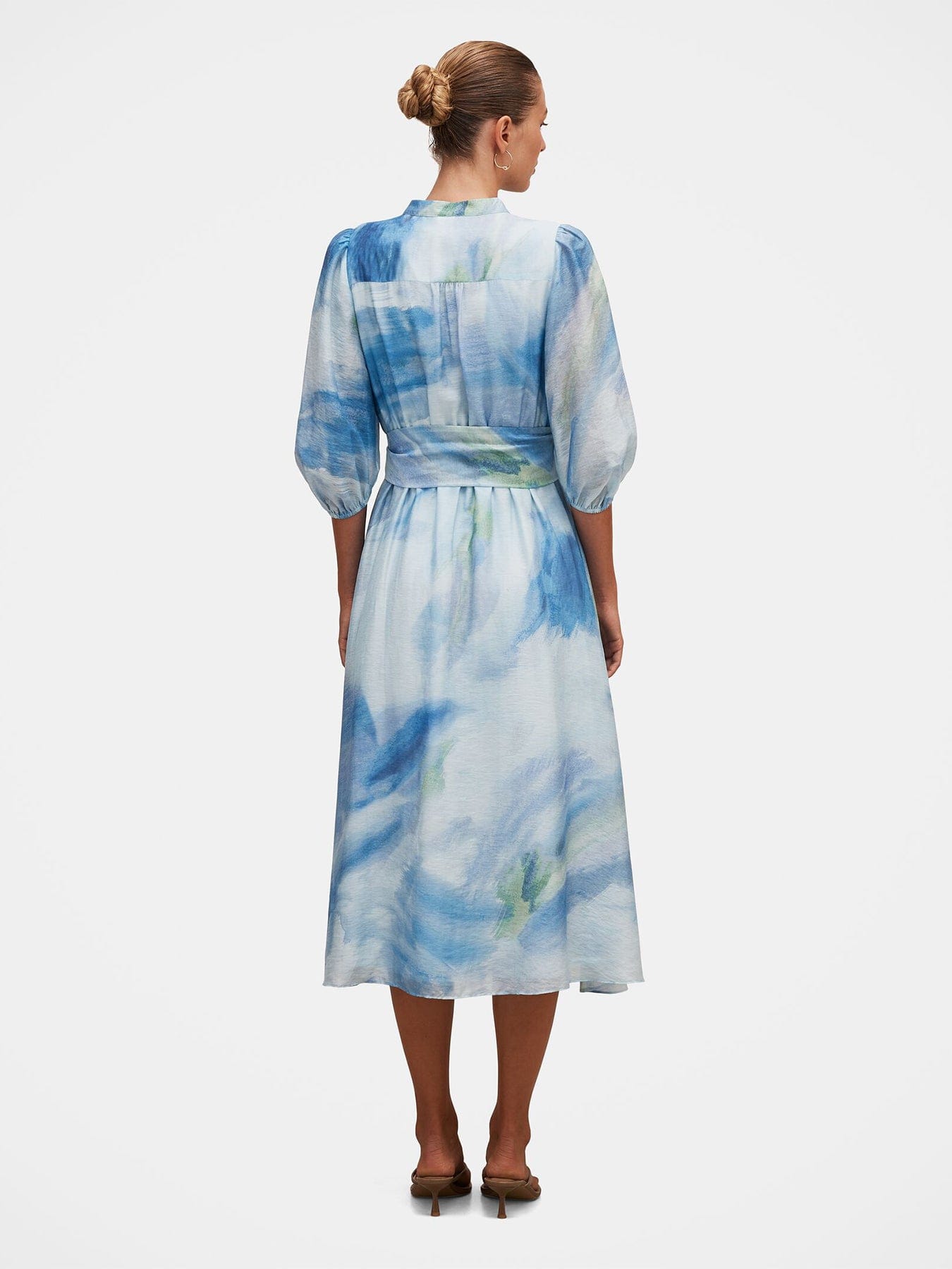 Forever New Lorena Button Front Midi Dress Blue