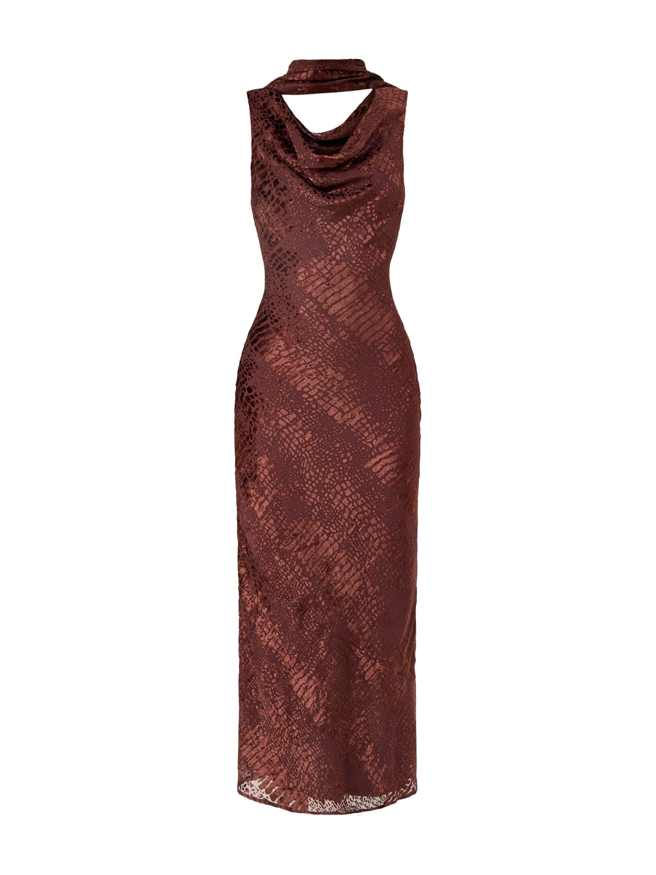 Pretty Lavish Ainsley Cowl Neck Maxi Slip Dress Brown