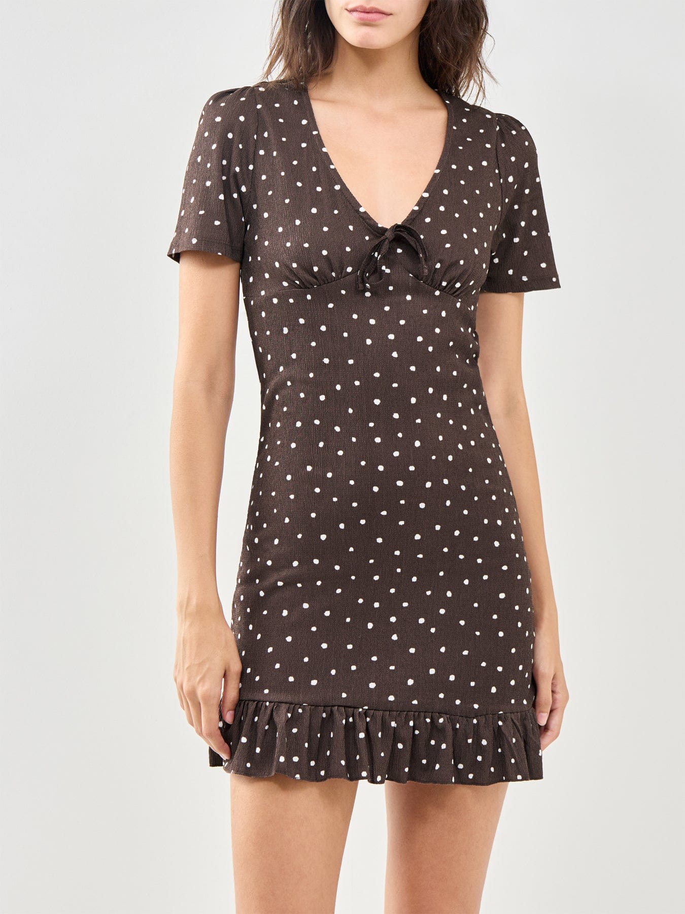ONLY Molly V - Neck Mini Dress Brown