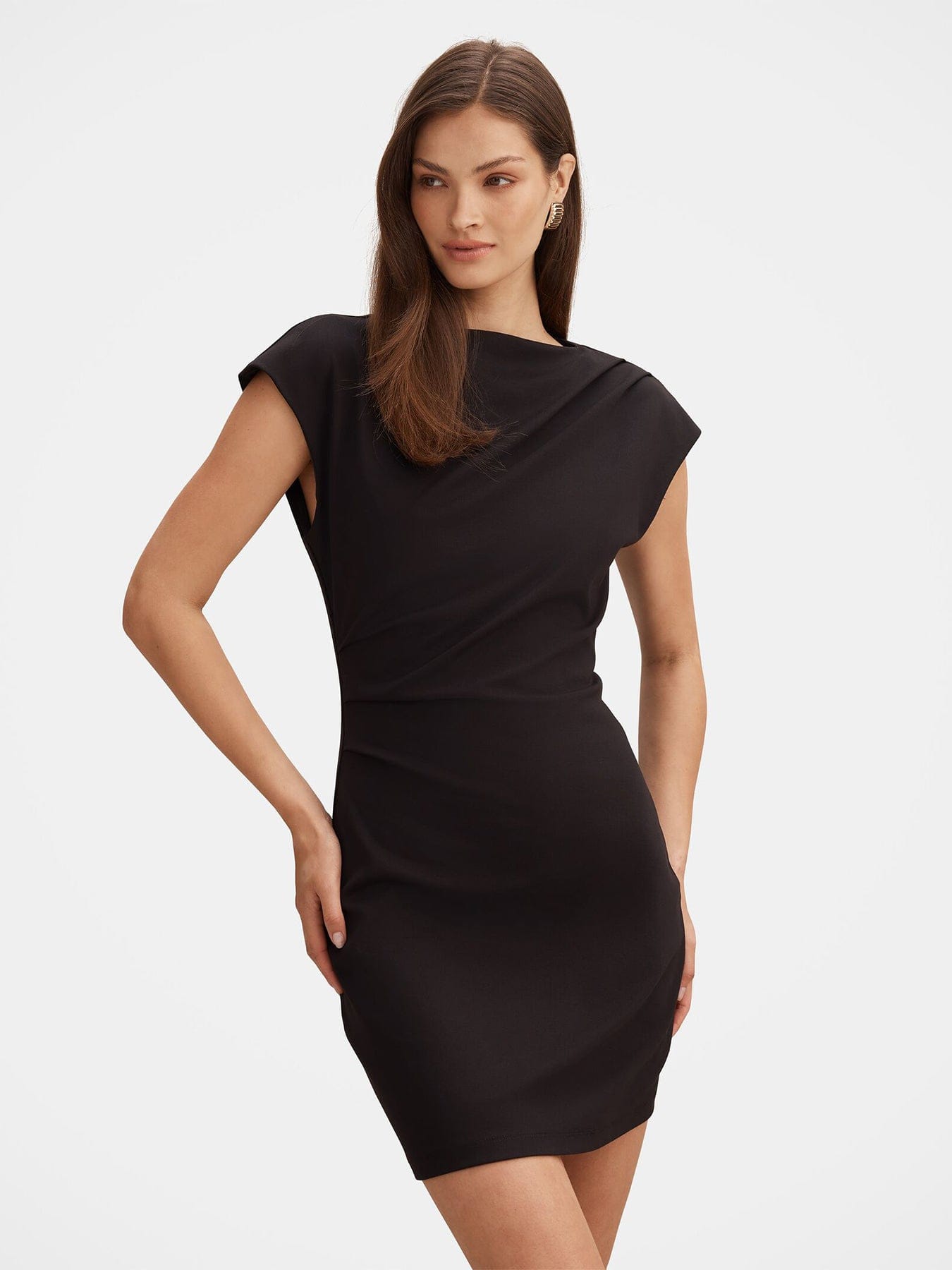 Forever New Carly Sleeveless Tuck Mini Dress Black