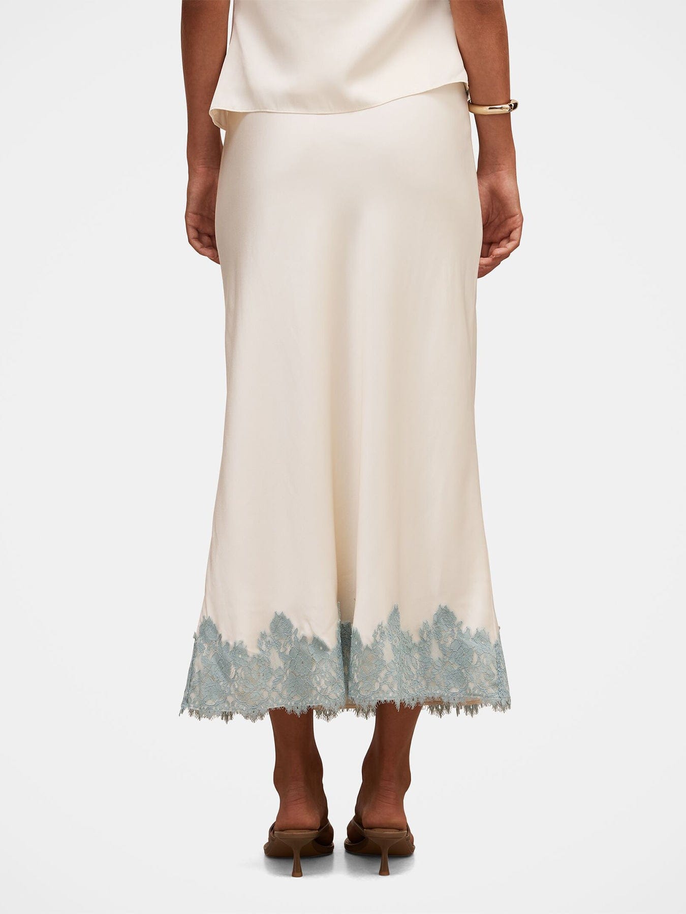Forever New Adele Lace Trim Midi Skirt White