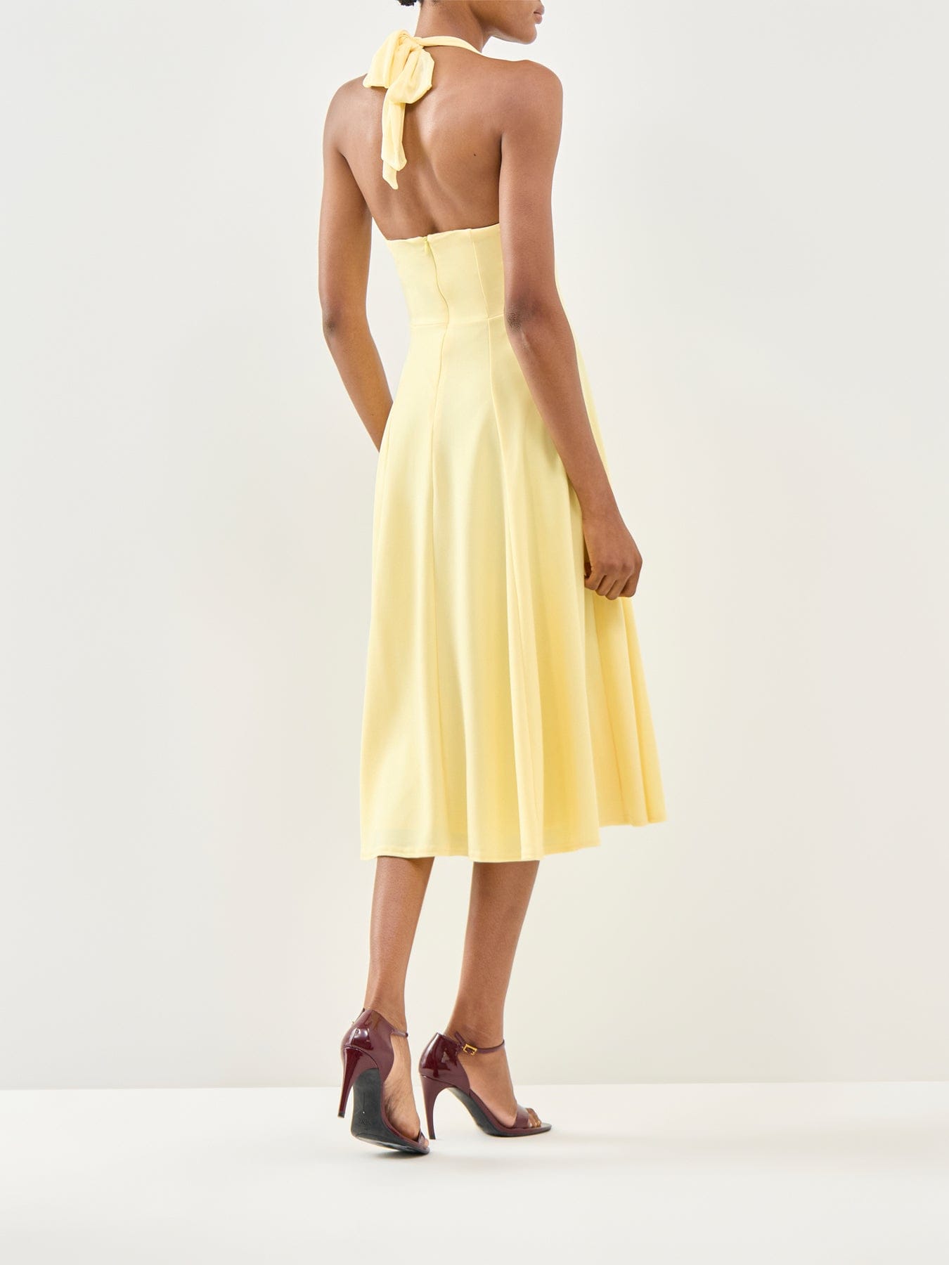 Club L London Auburn Midi Skater Dress Yellow
