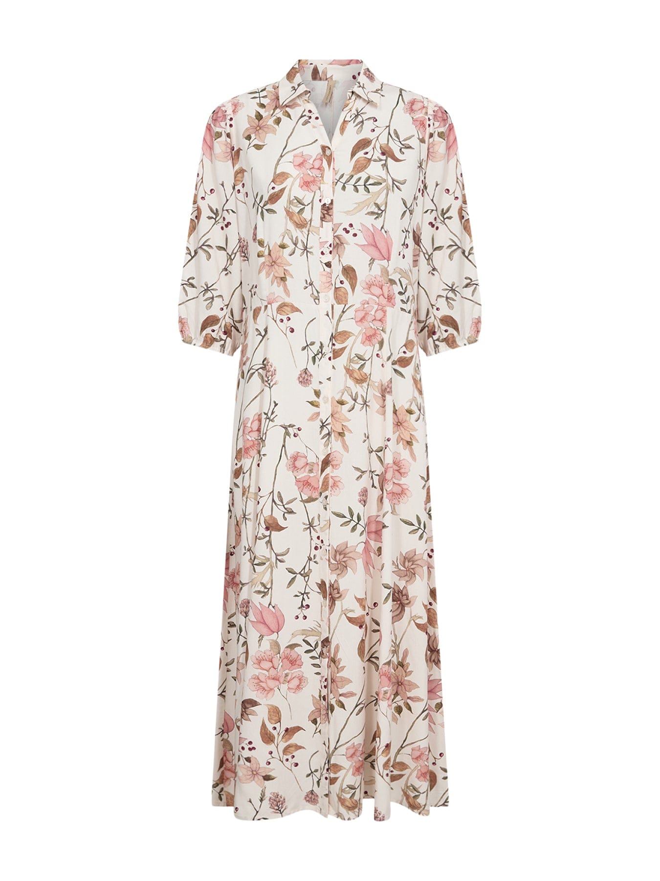 Soya Concept Grace 4 Floral Midi Shirt Dress Cream