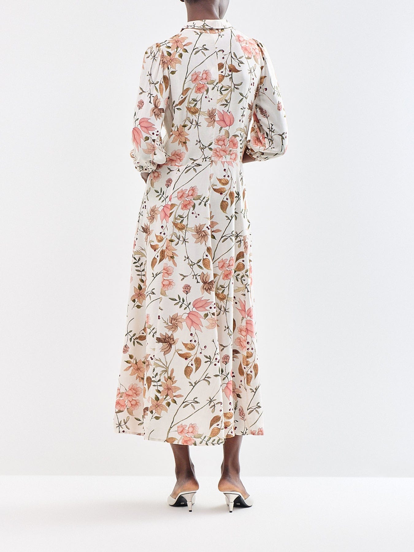 Soya Concept Grace 4 Floral Midi Shirt Dress Cream