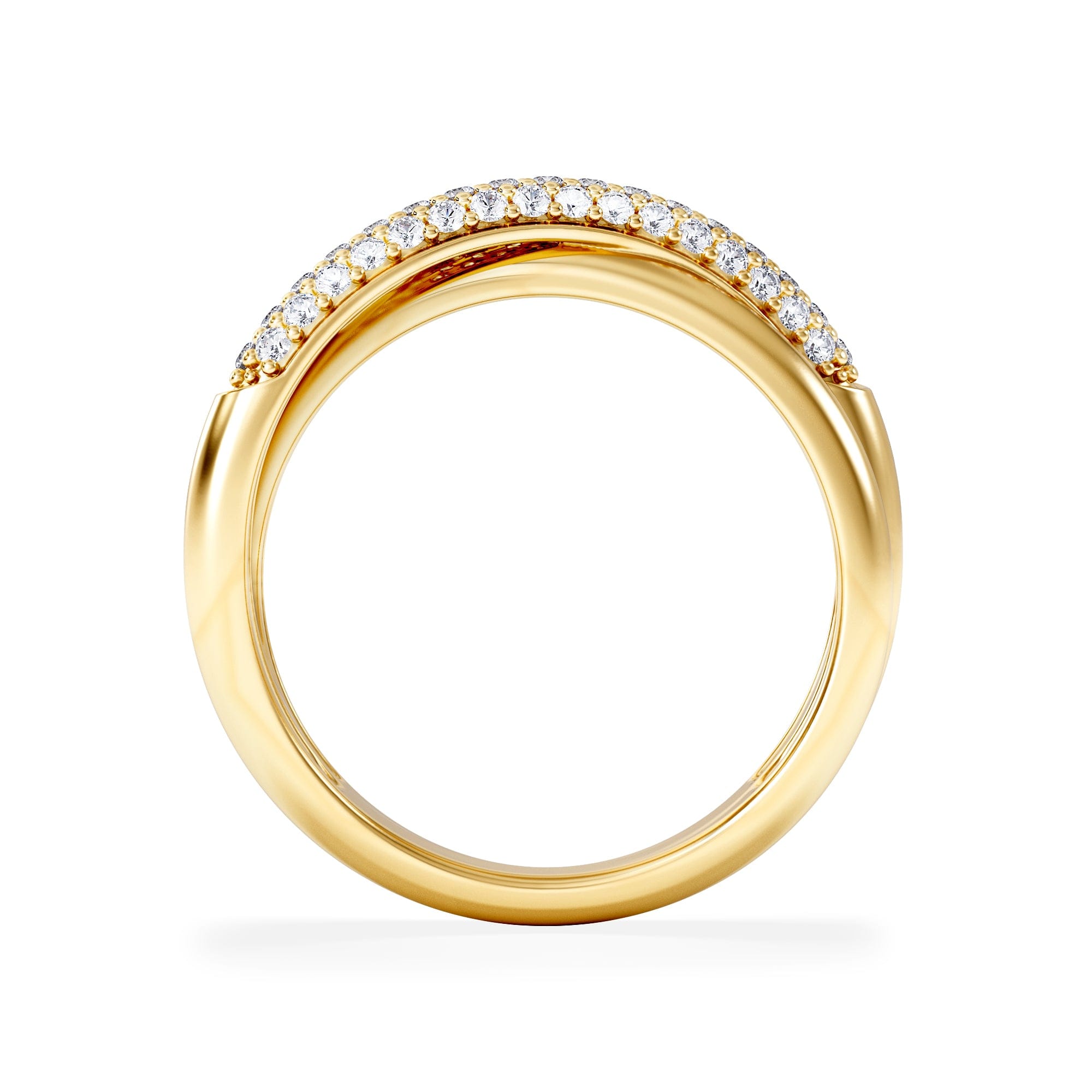 Diamond Crossover Set Lab Diamond Pave Ring 0.35ct in18K Gold Vermeil