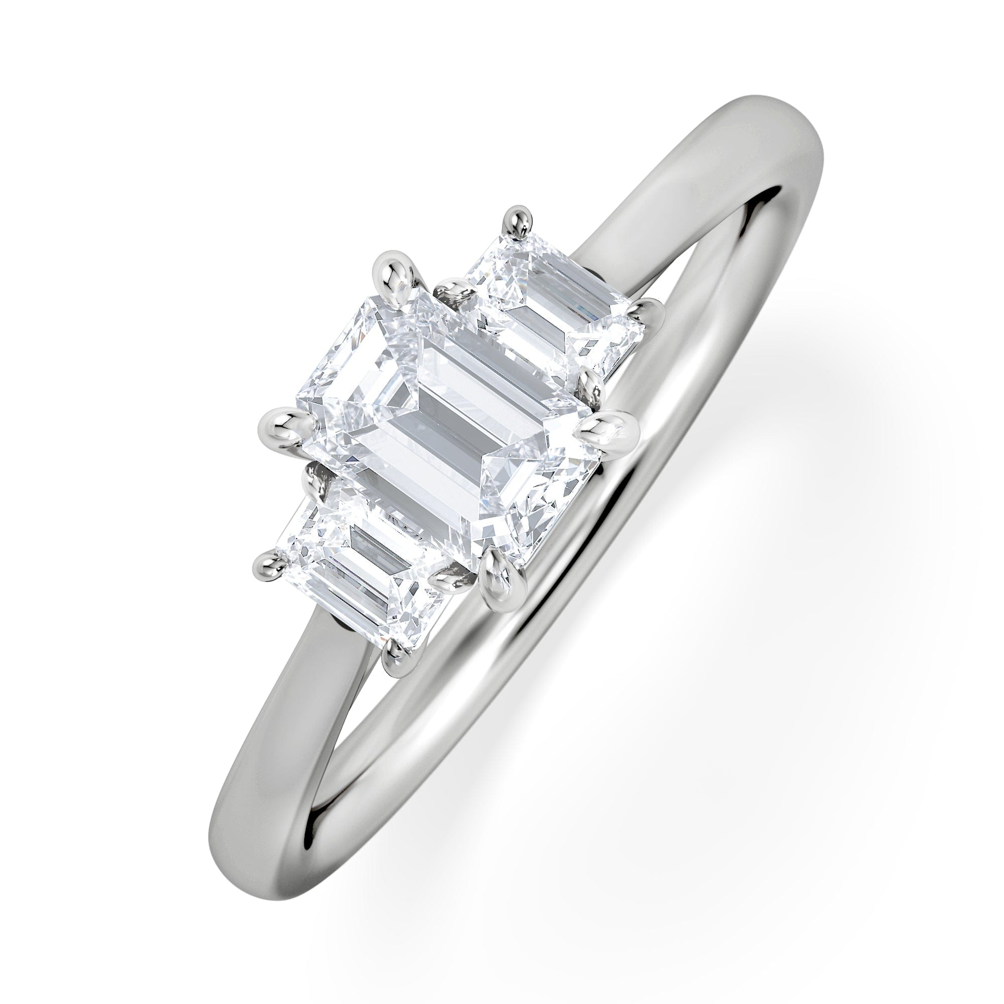 Diamond Evoke 3 Stone Emerald Cut Lab Diamond Ring 0.50ct in 925 Silver,Duchess