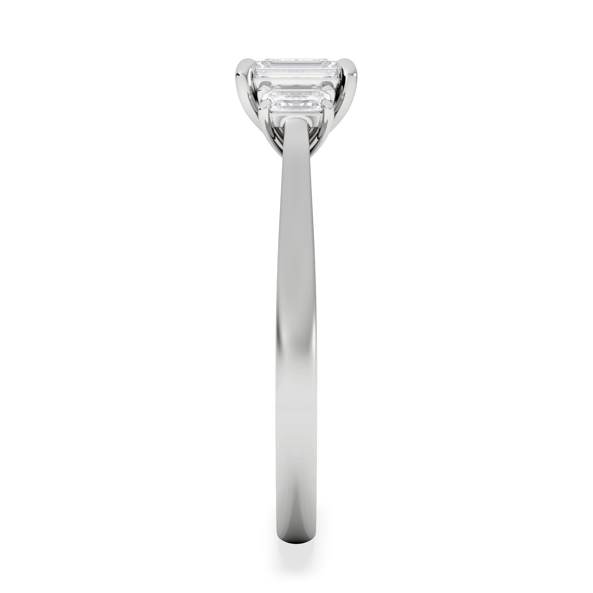 Diamond Evoke 3 Stone Emerald Cut Lab Diamond Ring 0.50ct in 925 Silver,Duchess