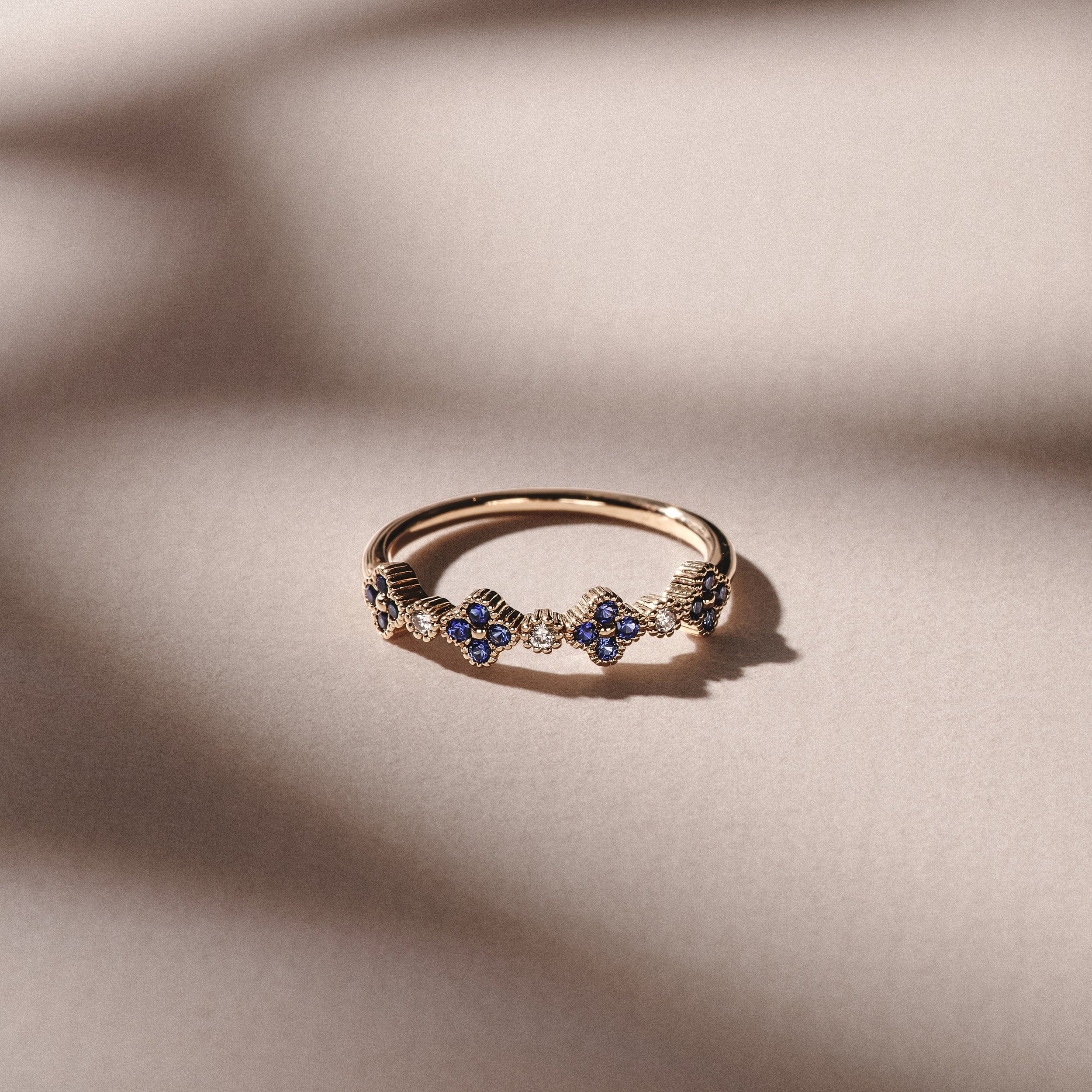 Alegria 4 Clover Lab Sapphire Ring 0.25ct in 18k Gold Vermeil