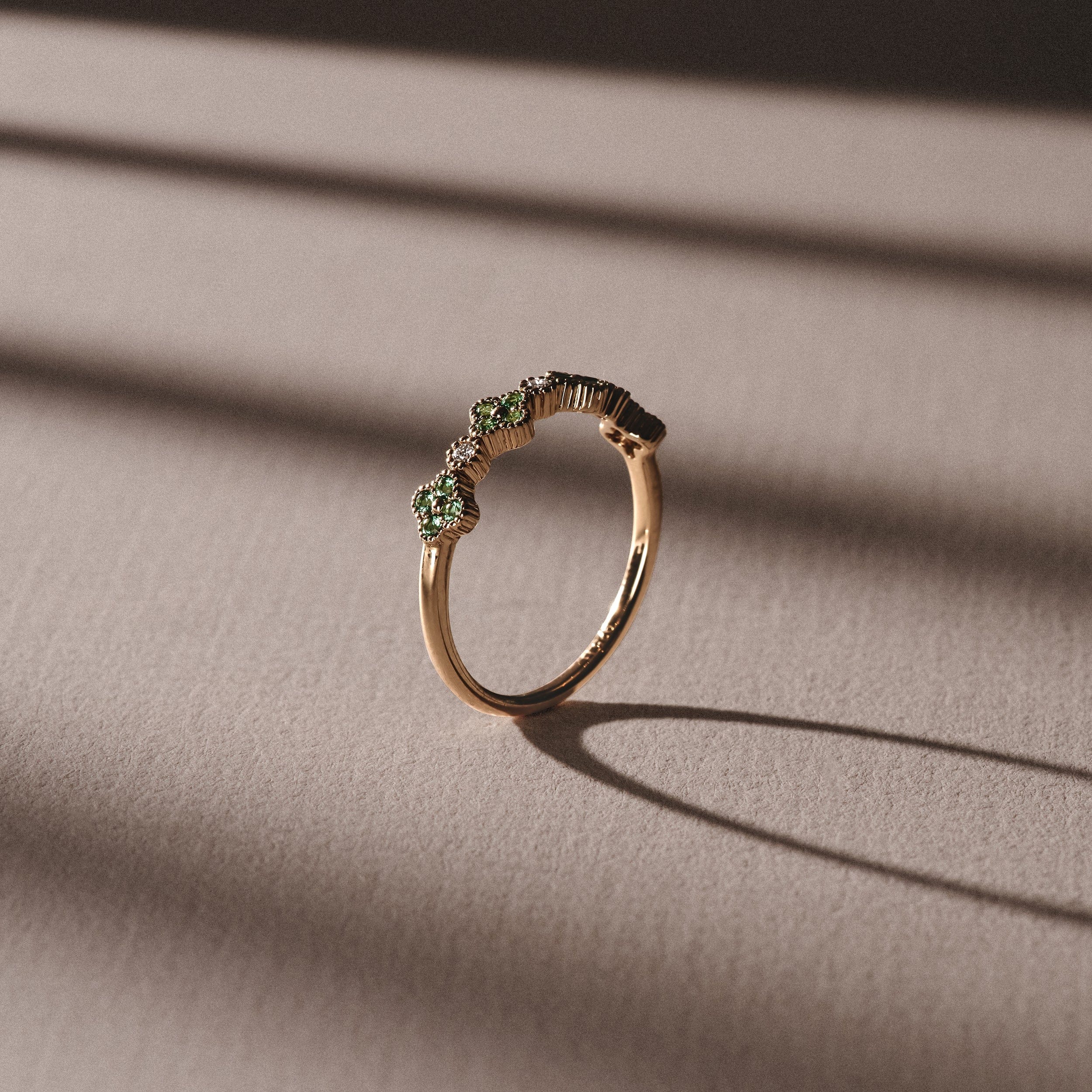 Alegria 4 Clover Lab Emerald Ring 0.18ct in 18k Gold Vermeil