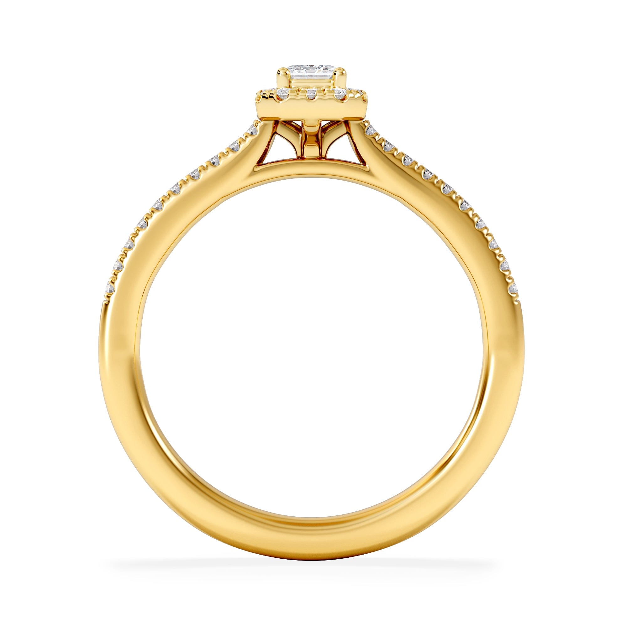Diamond Lumia Emerald Cut Lab Diamond Halo Ring 0.33ct F/VS in 18K Gold Vermeil