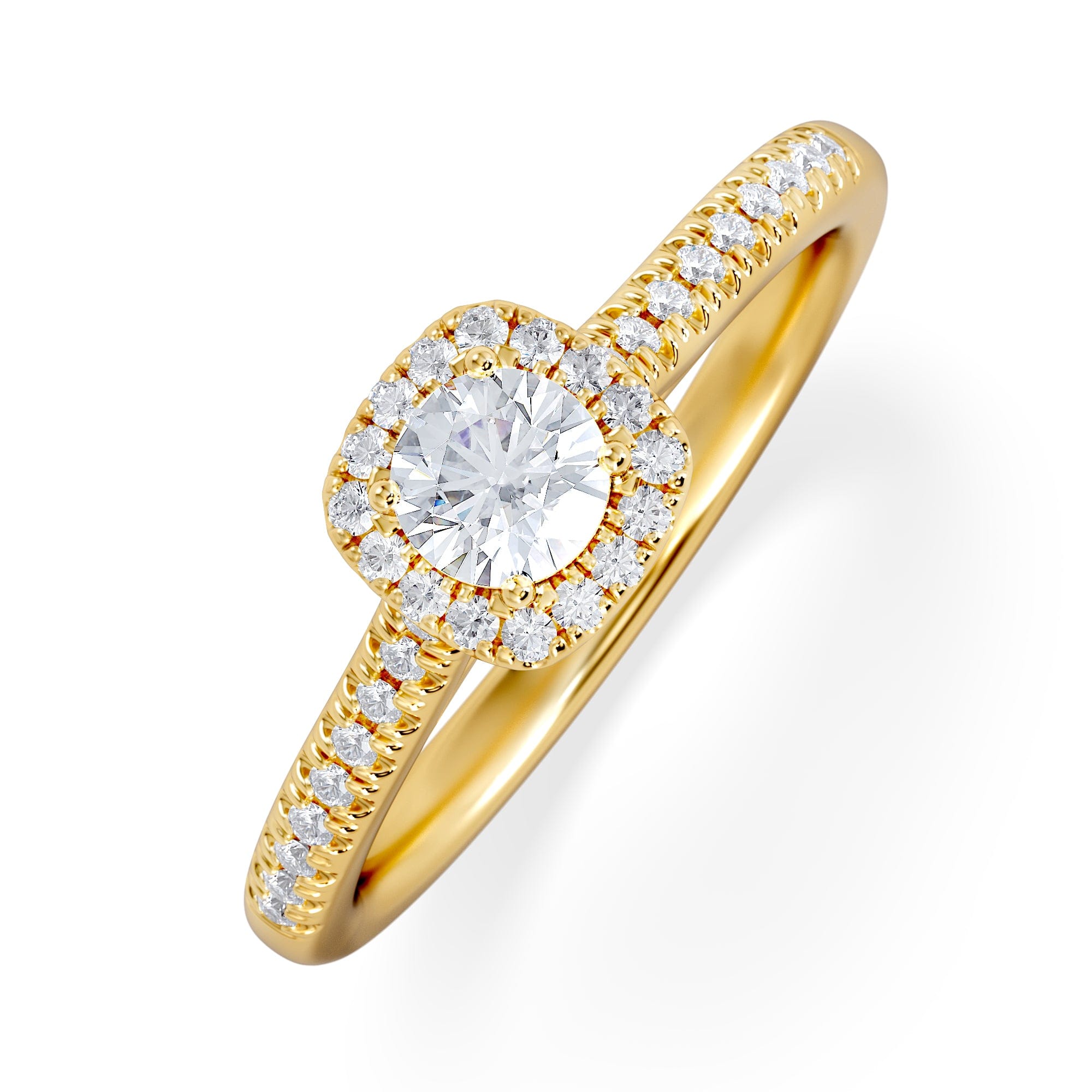 Diamond Lumia Round Cut Lab Diamond Halo Ring 0.50ct F/VS in 18K Gold Vermeil