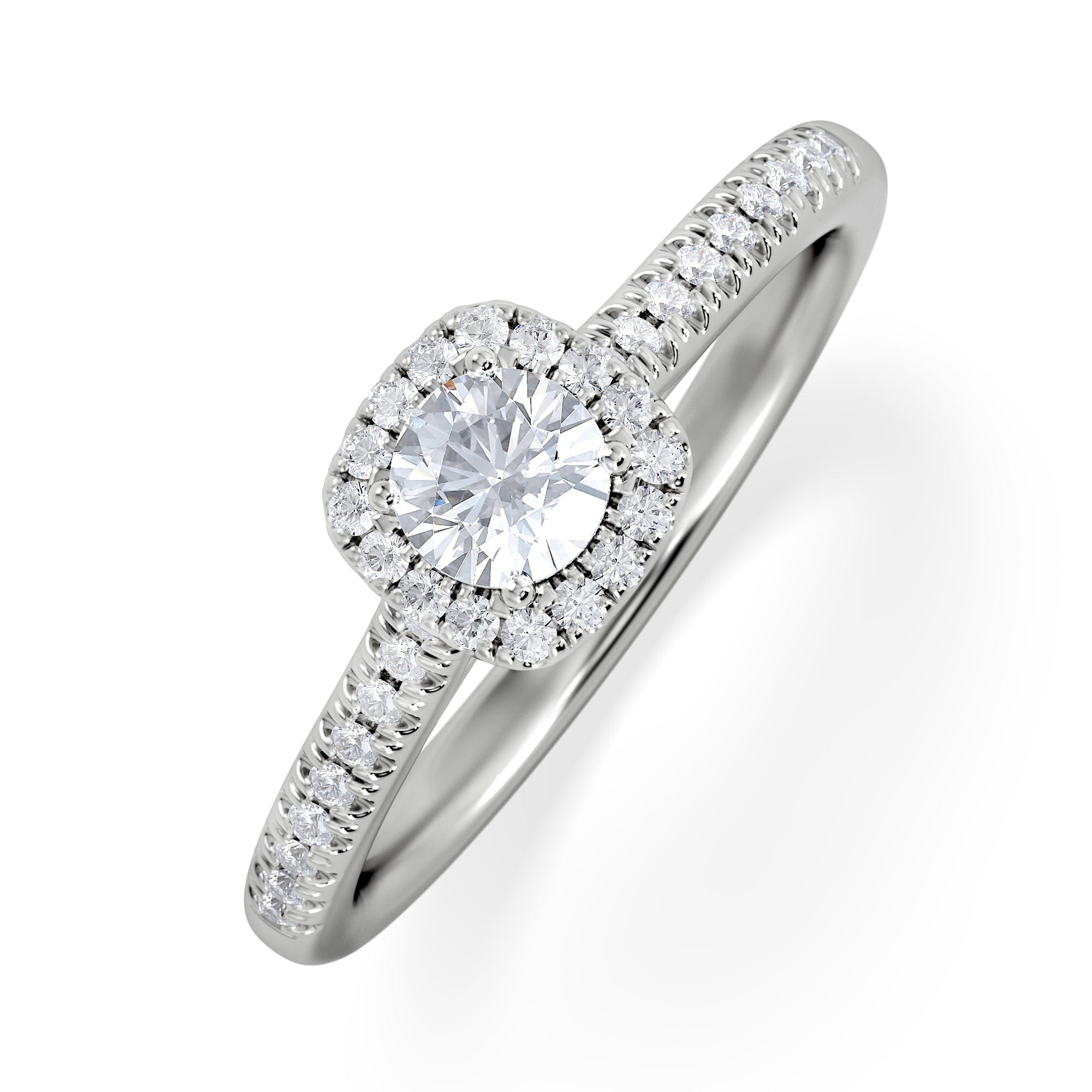 Diamond Lumia Round Cut Lab Diamond Halo Ring 0.50ct F/VS in 925 Silver