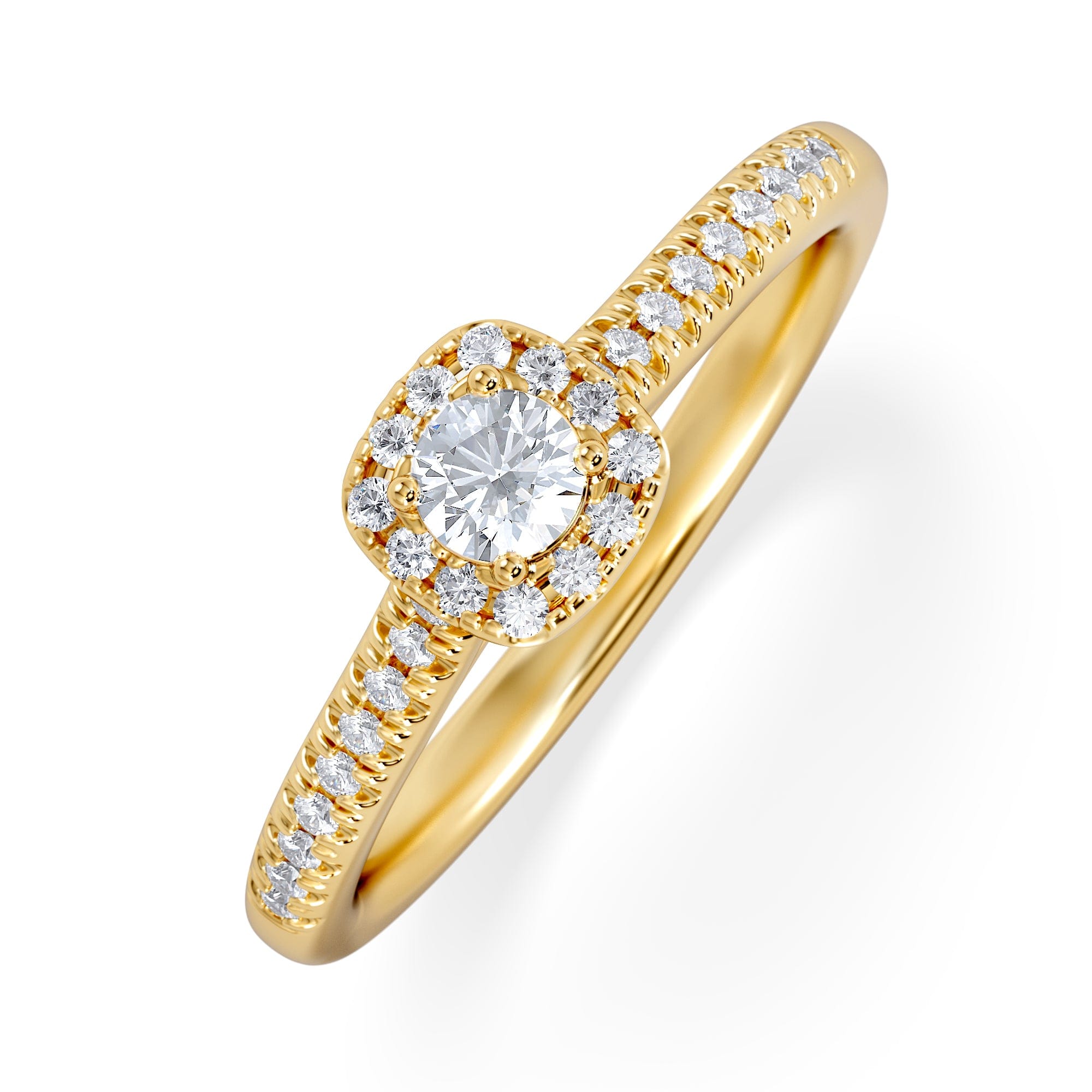 Diamond Lumia Round Cut Lab Diamond Halo Ring 0.33ct F/VS in 18K Gold Vermeil