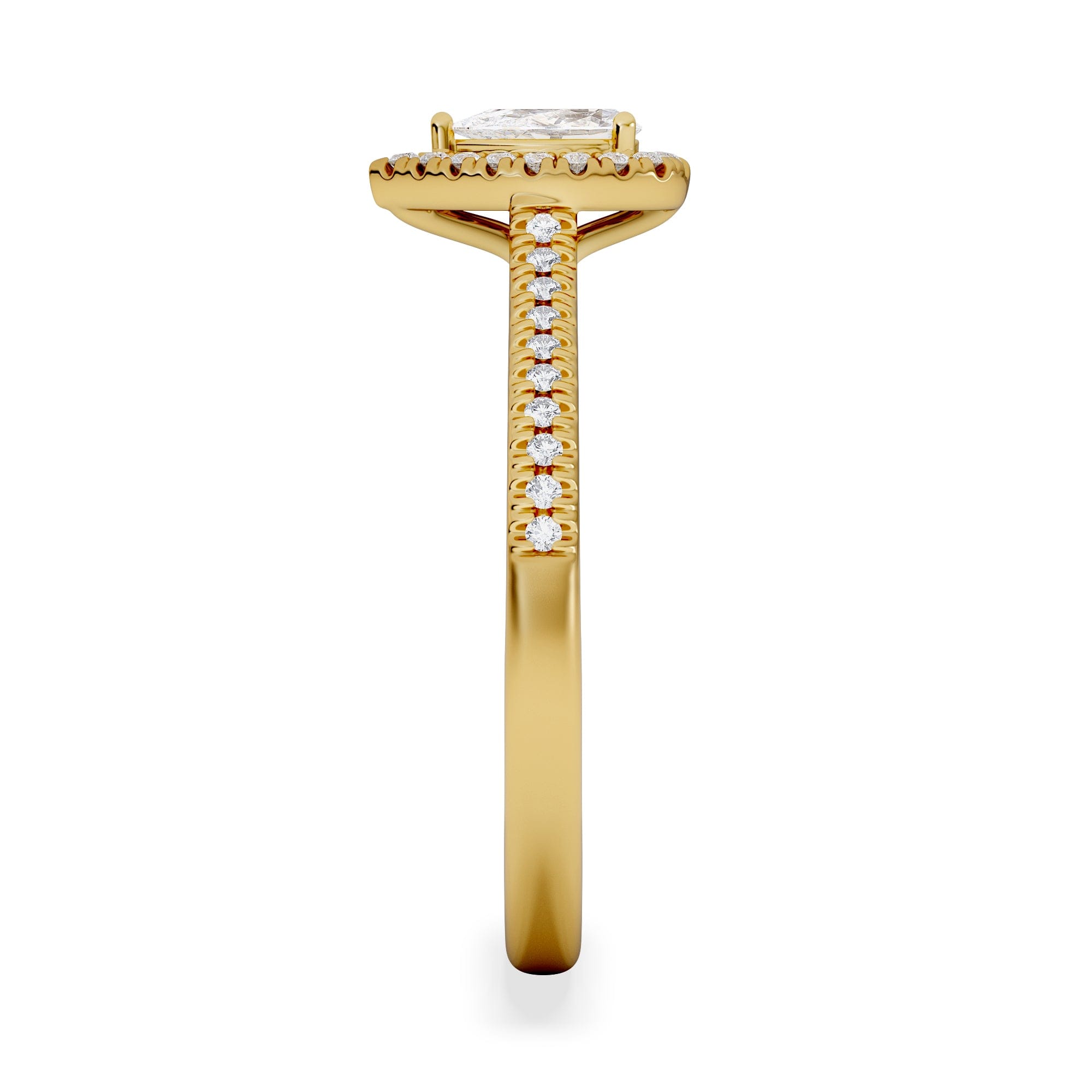 Diamond Lumia Pear Cut Lab Diamond Halo Ring 0.50ct F/VS in 18K Gold Vermeil