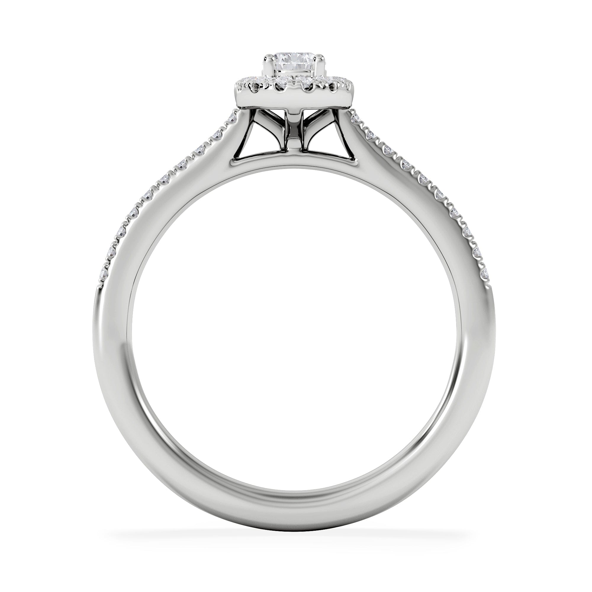 Diamond Lumia Pear Cut Lab Diamond Halo Ring 0.50ct F/VS in 925 Silver