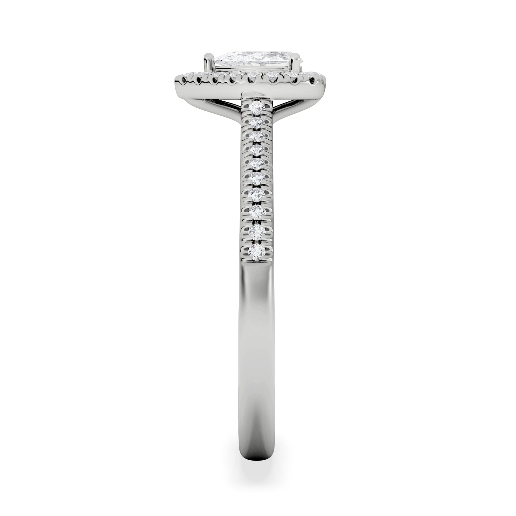 Diamond Lumia Pear Cut Lab Diamond Halo Ring 0.50ct F/VS in 925 Silver