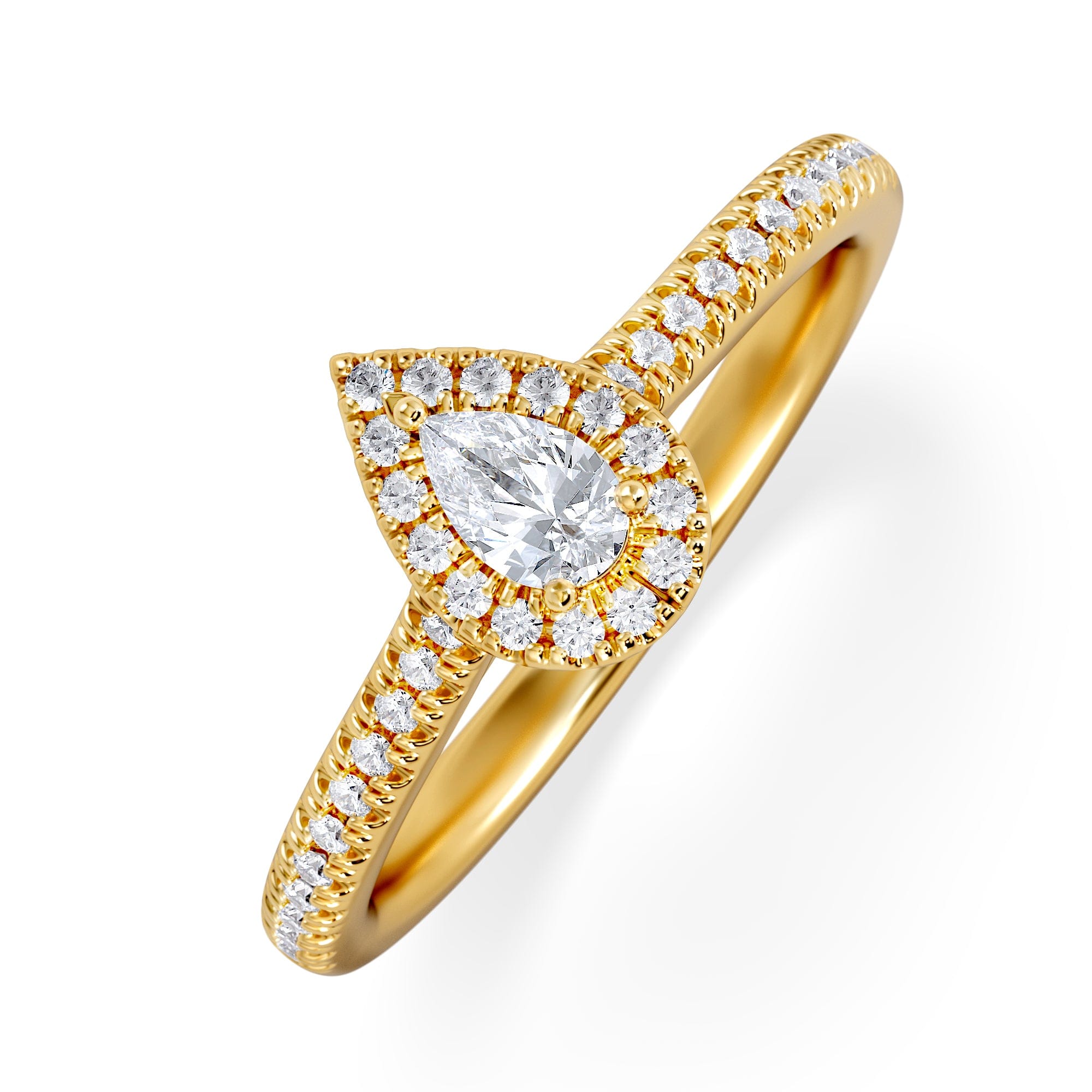 Diamond Lumia Pear Cut Lab Diamond Halo Ring 0.33ct F/VS in 18K Gold Vermeil