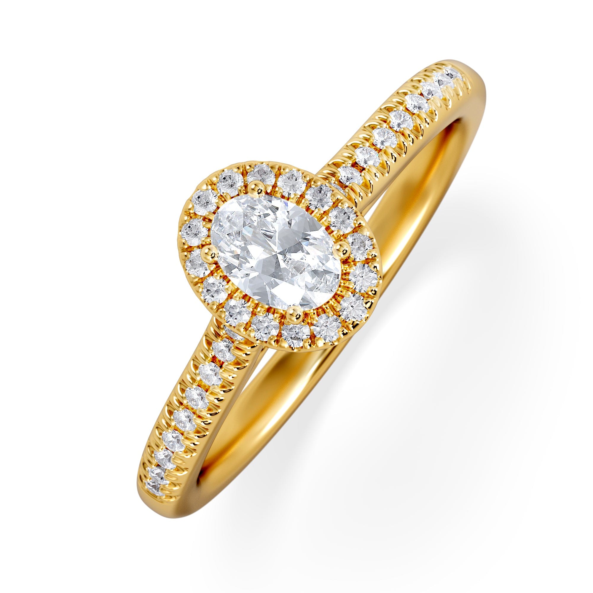 Diamond Lumia Oval Cut Lab Diamond Halo Ring 0.50ct F/VS in 18K Gold Vermeil