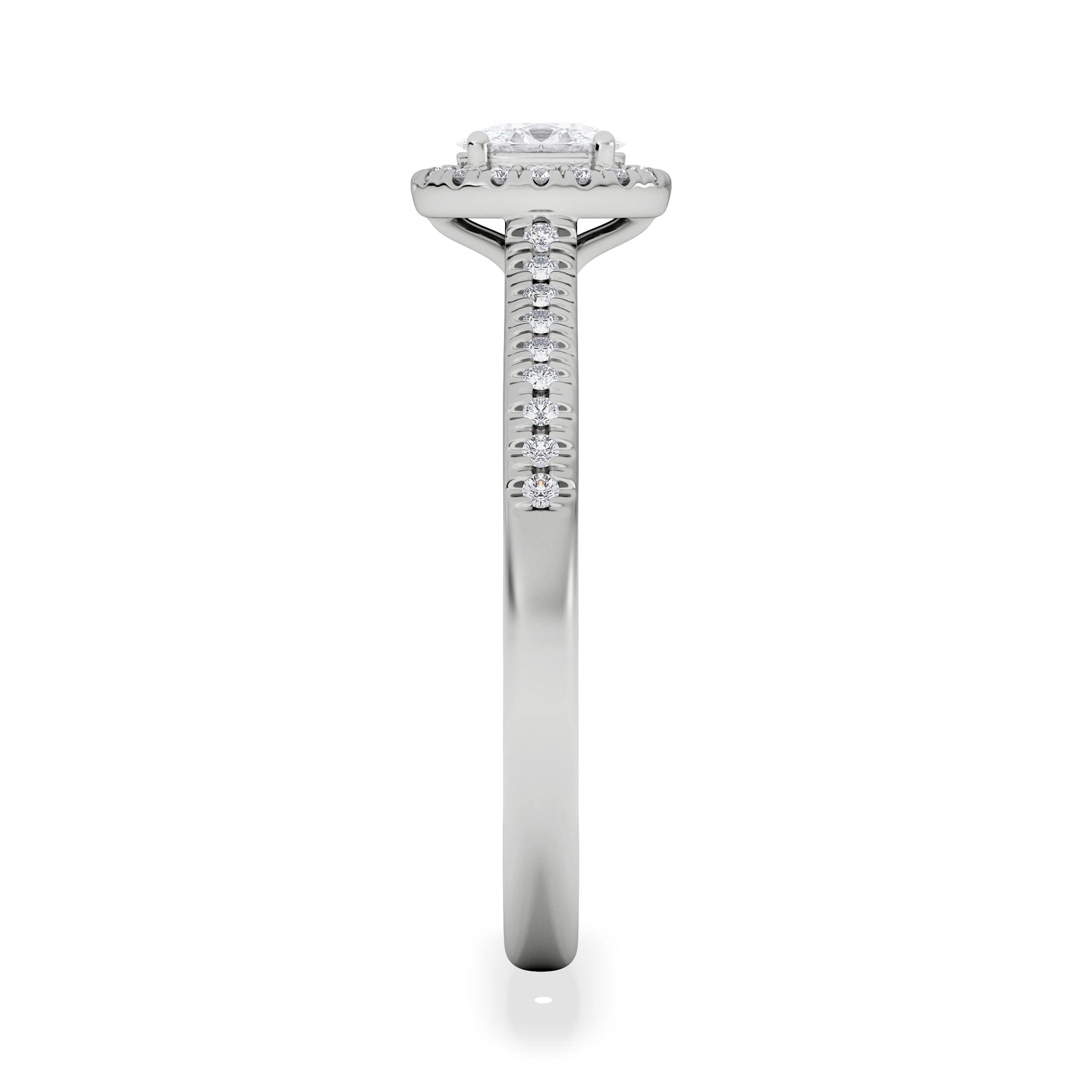 Diamond Lumia Oval Cut Lab Diamond Halo Ring 0.50ct F/VS in 925 Silver