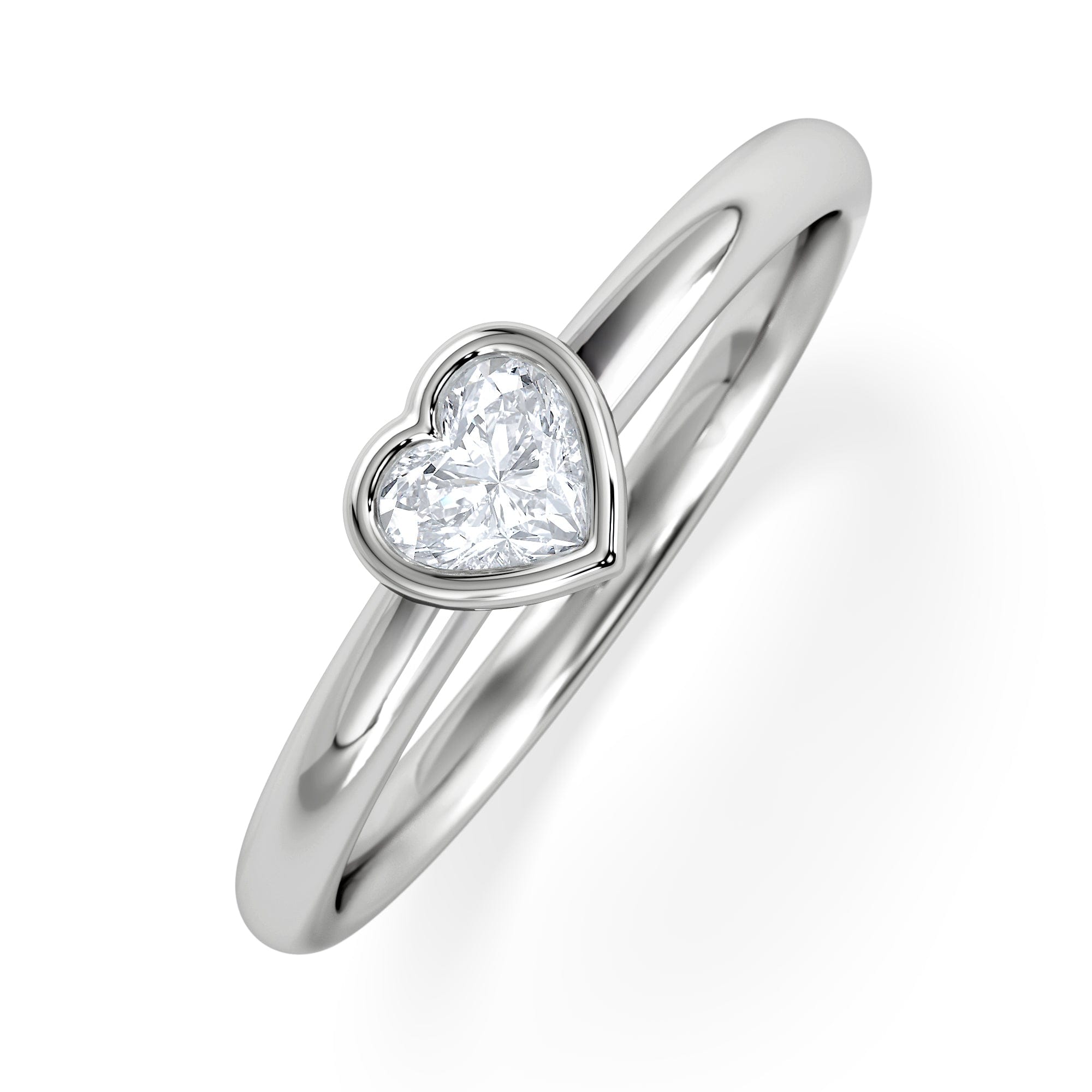 Solitaire Horizon Heart Cut Lab Diamond Solitaire Ring 0.25ct H/SI in 925 Silver