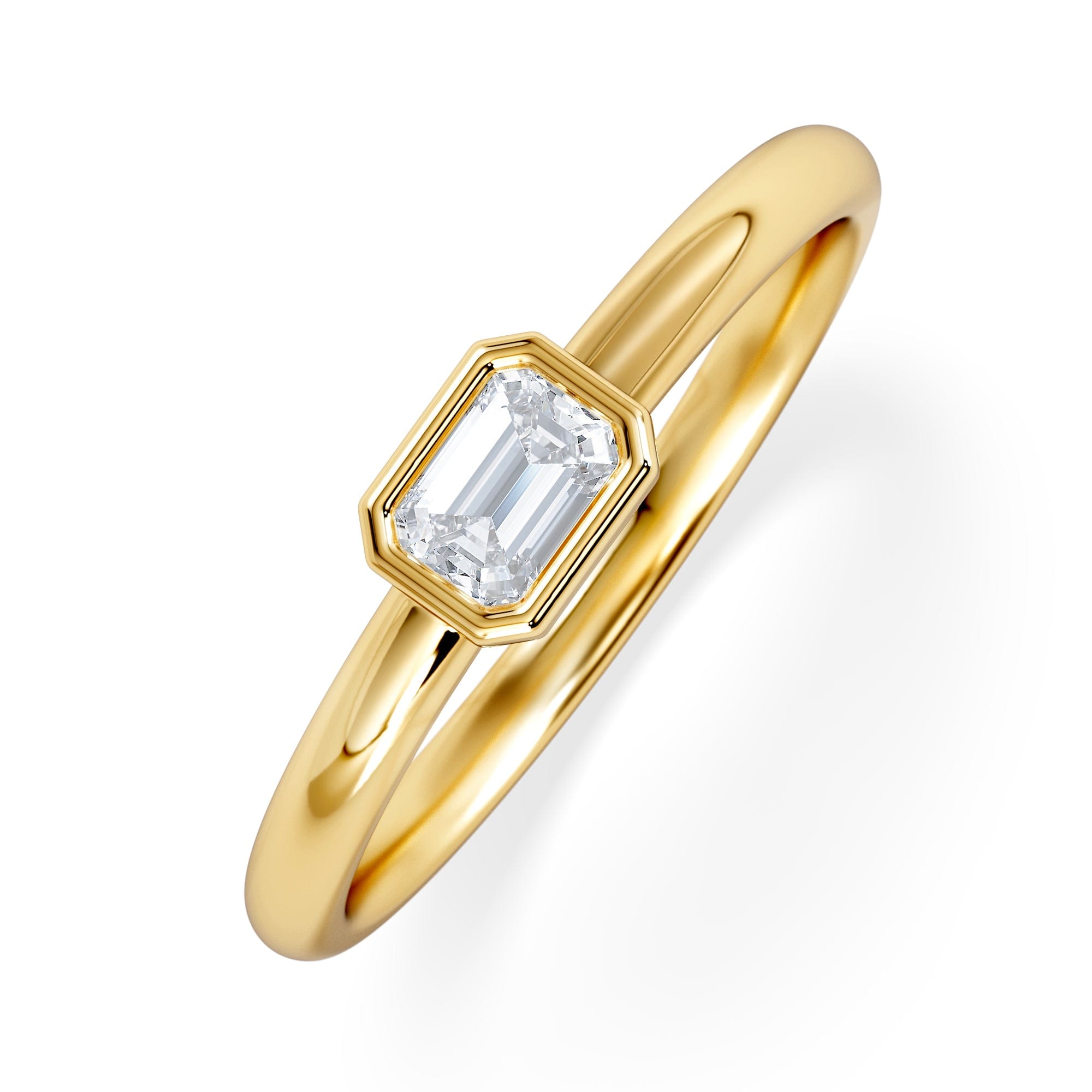 Solitaire Horizon Emerald Cut Lab Diamond Solitaire Ring 0.25ct H/SI in 9K Gold