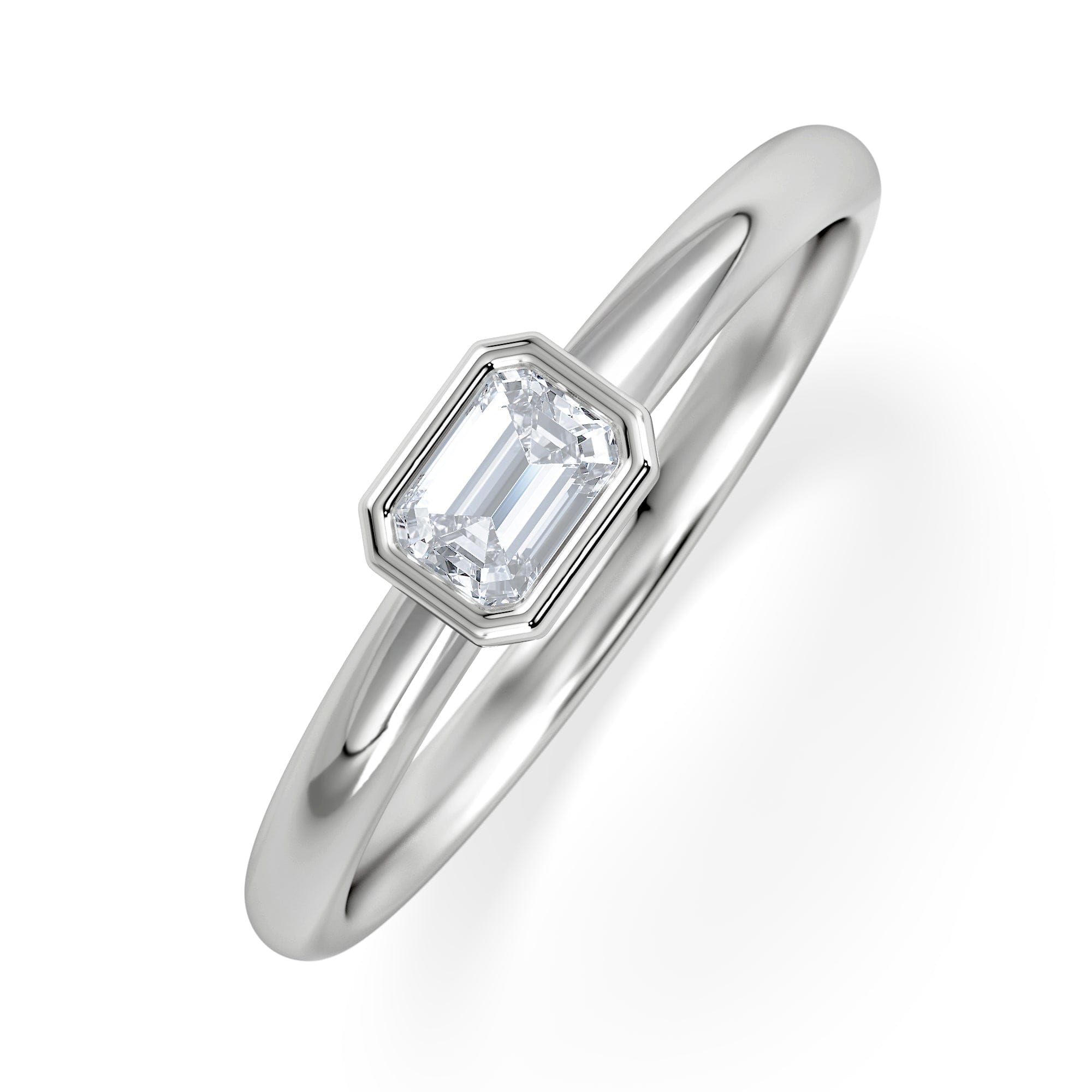 Solitaire Horizon Emerald Cut Lab Diamond Solitaire Ring 0.25ct H/SI in 925 Silver