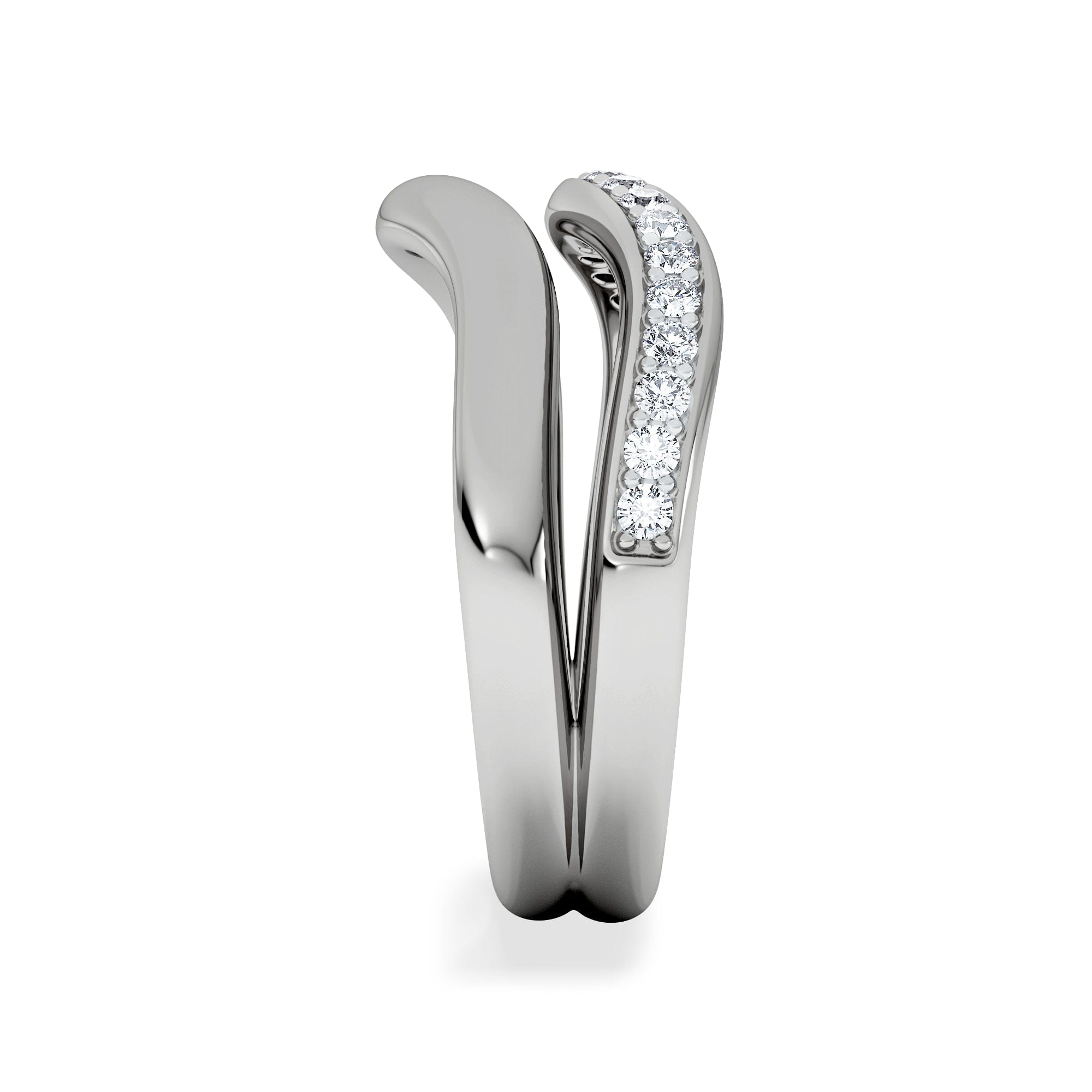 Diamond Duo Wave Stacking Lab Diamond Ring 0.26ct in 925 Silver