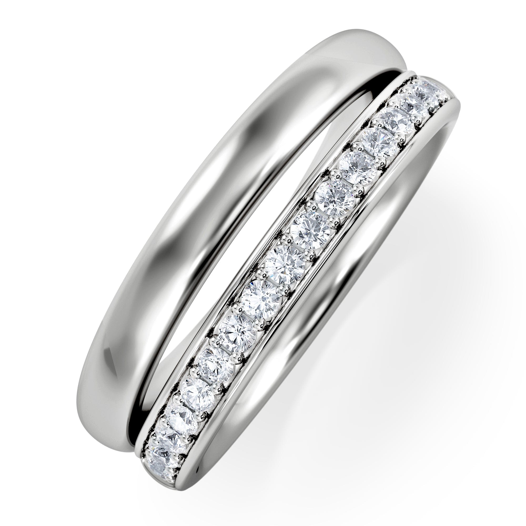 Diamond Duo Curve Stacking Lab Diamond Ring 0.26ct in 925 Silver