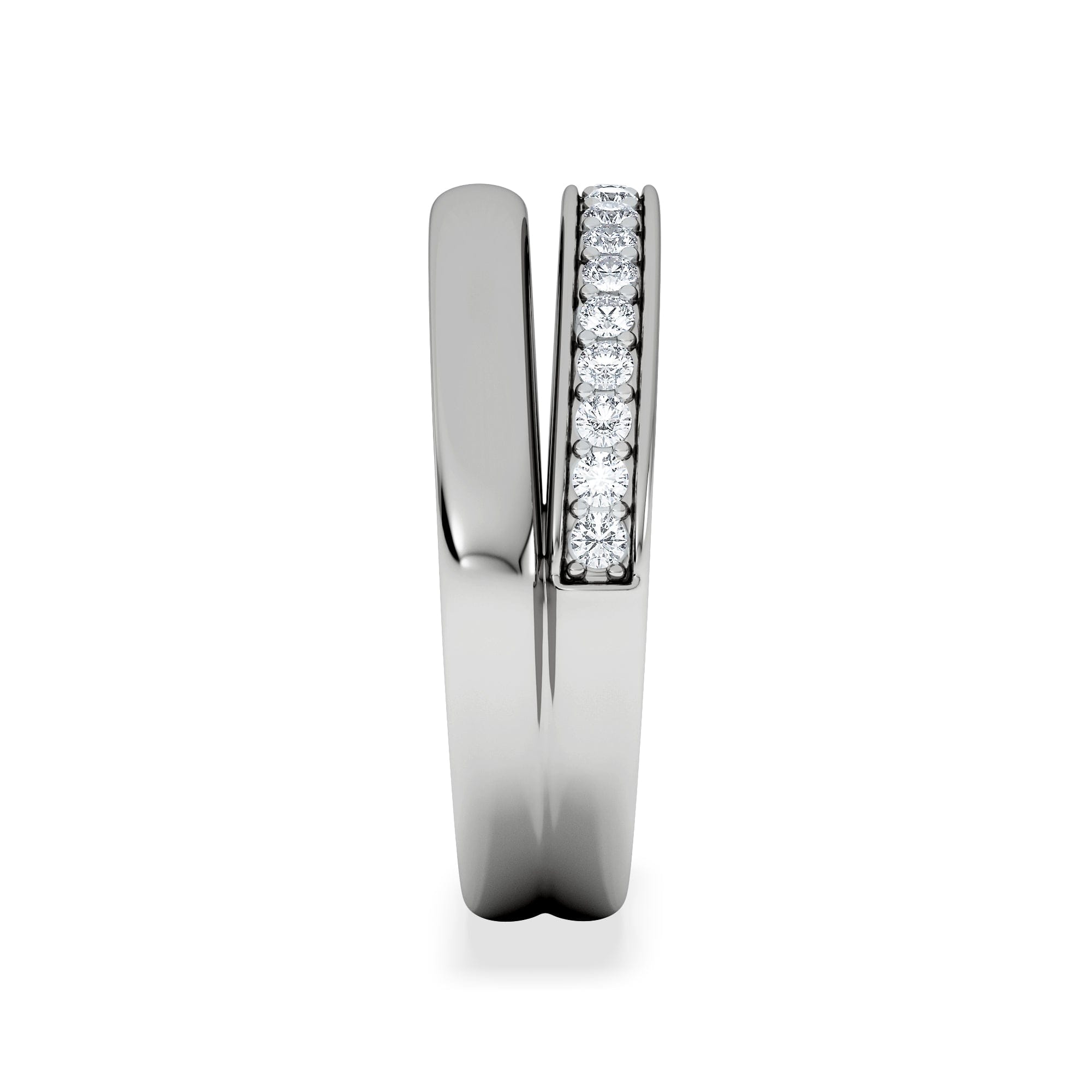 Diamond Duo Curve Stacking Lab Diamond Ring 0.26ct in 925 Silver