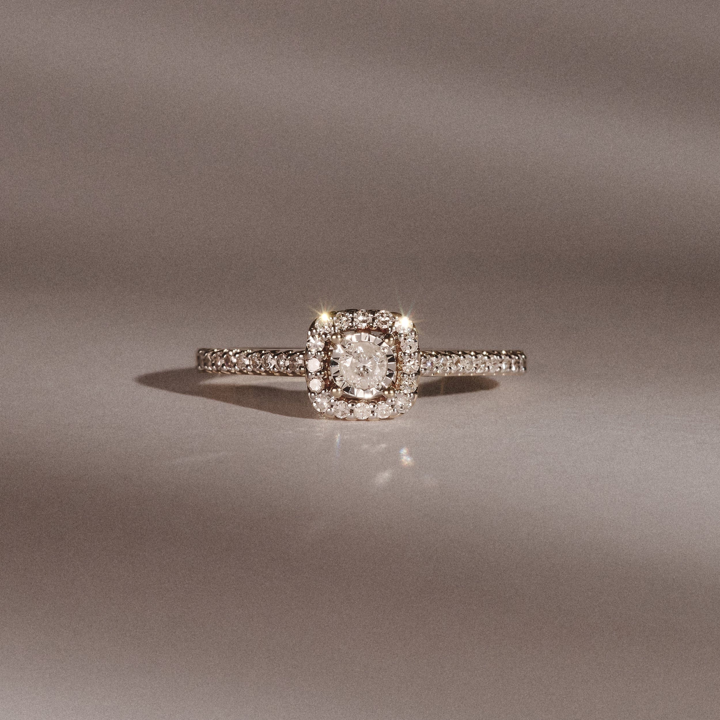 Diamond Masami Lab Diamond Halo Engagement Ring 0.25ct Pave Set in 18K Gold Vermeil