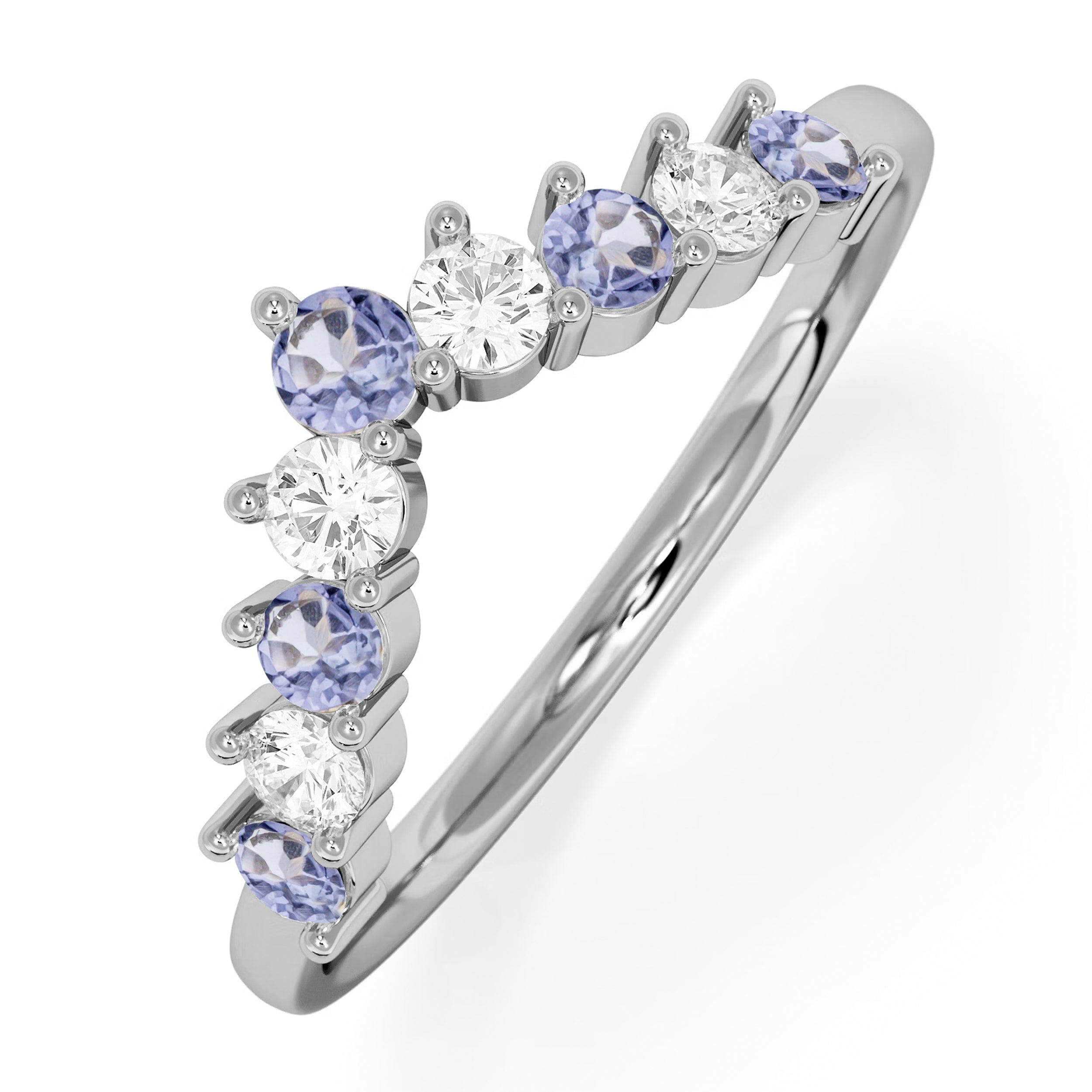 WISHBONE Starlit Tanzanite and Lab Diamond Wishbone Ring in 9K White Gold
