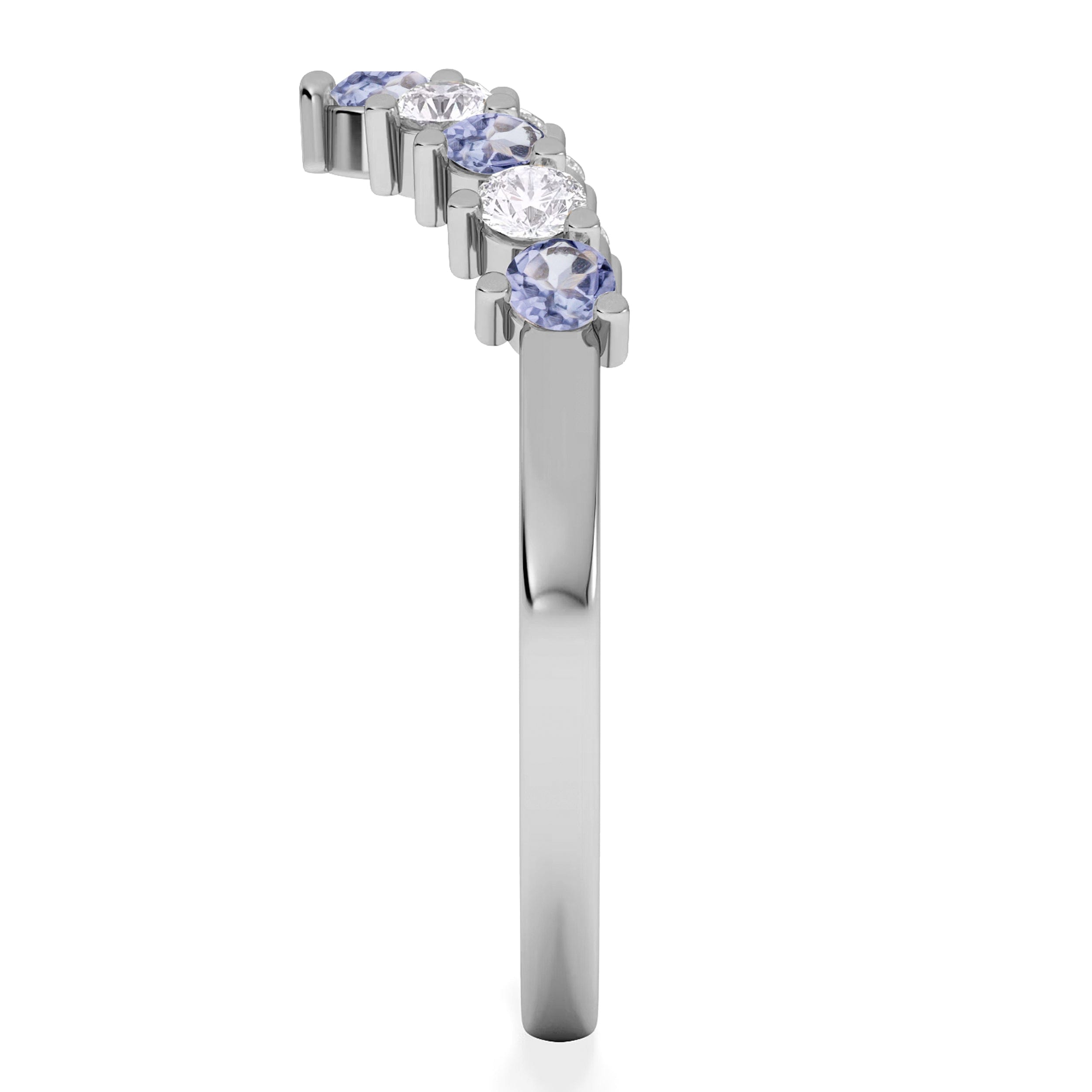 WISHBONE Starlit Tanzanite and Lab Diamond Wishbone Ring in 9K White Gold