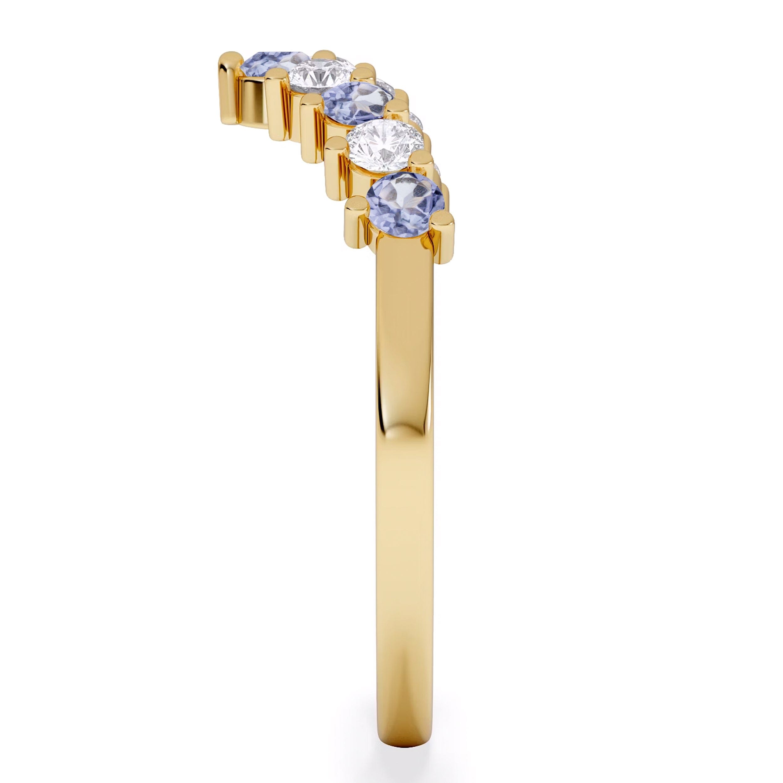 WISHBONE Starlit Tanzanite and Lab Diamond Wishbone Ring in 9K Yellow Gold