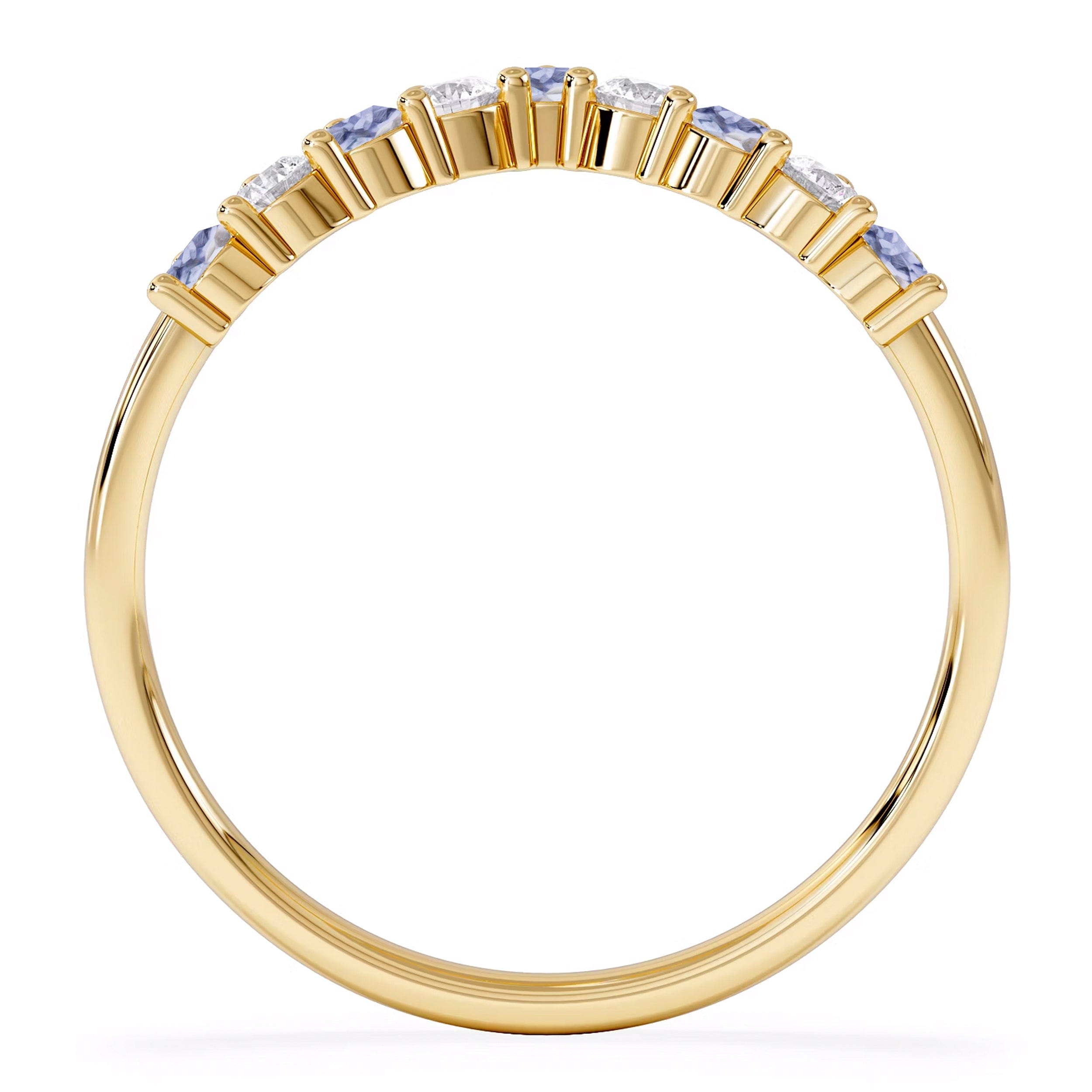 WISHBONE Starlit Tanzanite and Lab Diamond Wishbone Ring in 9K Yellow Gold
