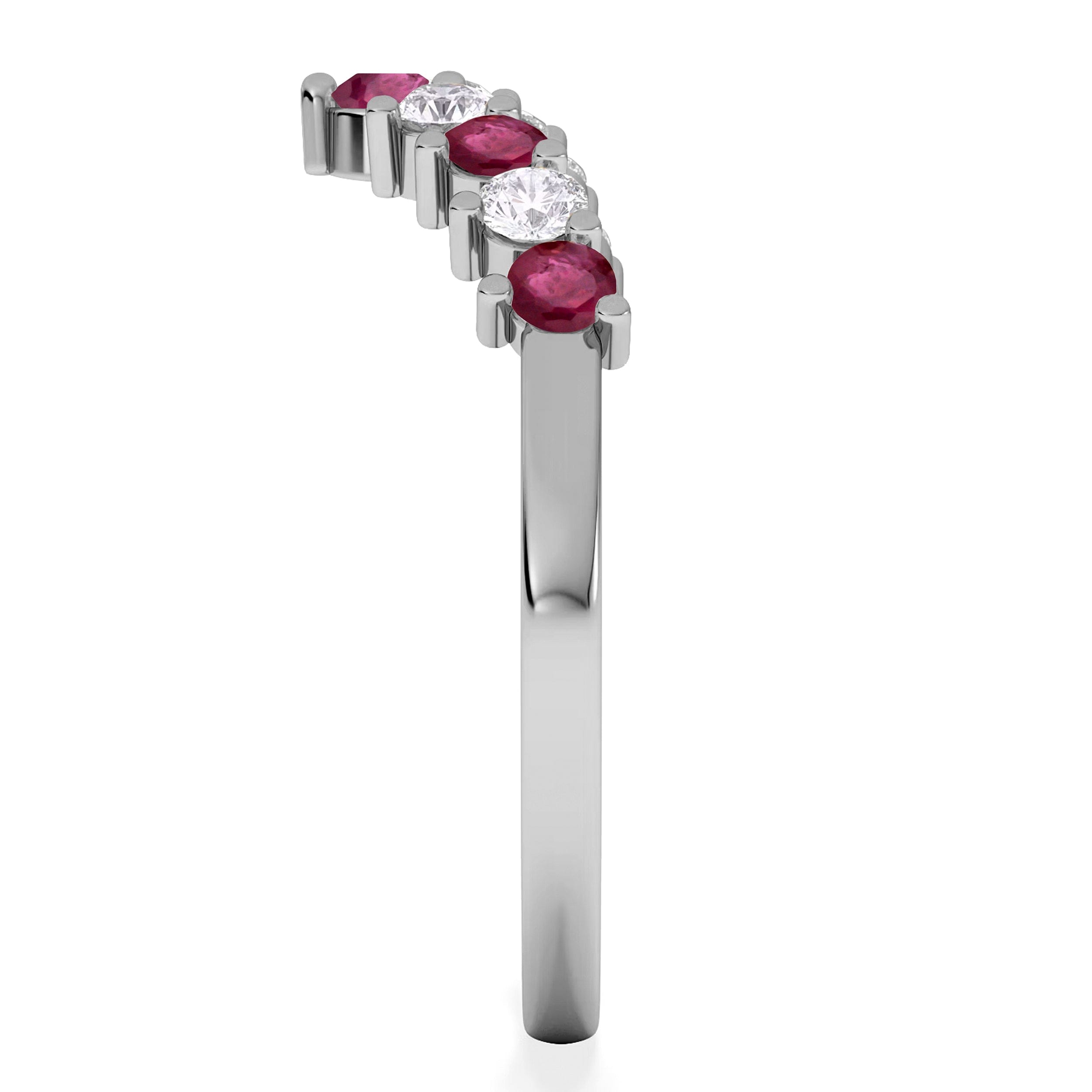 WISHBONE Starlit Ruby and Lab Diamond Wishbone Ring in 9K White Gold