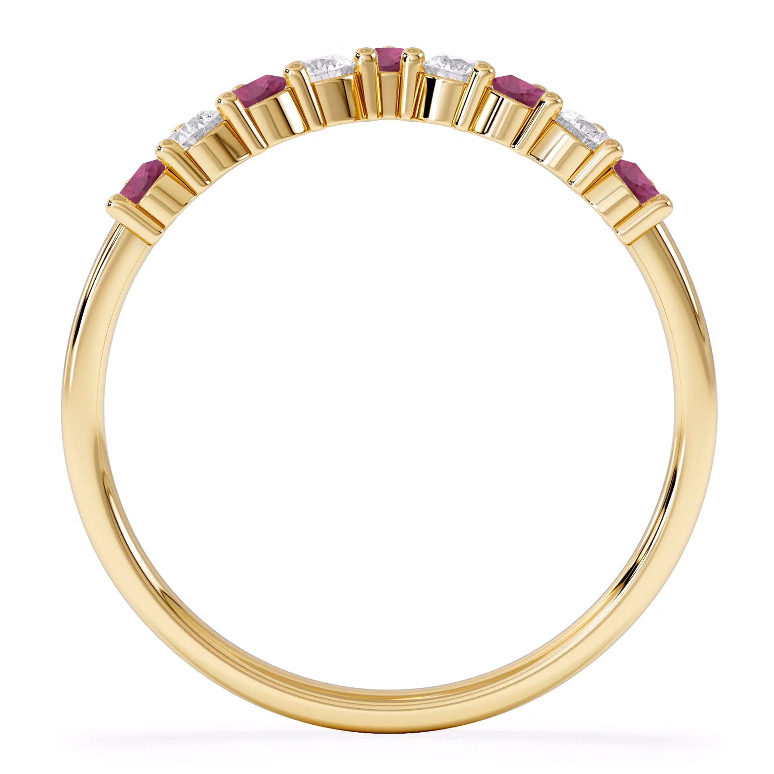 WISHBONE Starlit Ruby and Lab Diamond Wishbone Ring in 9K Yellow Gold