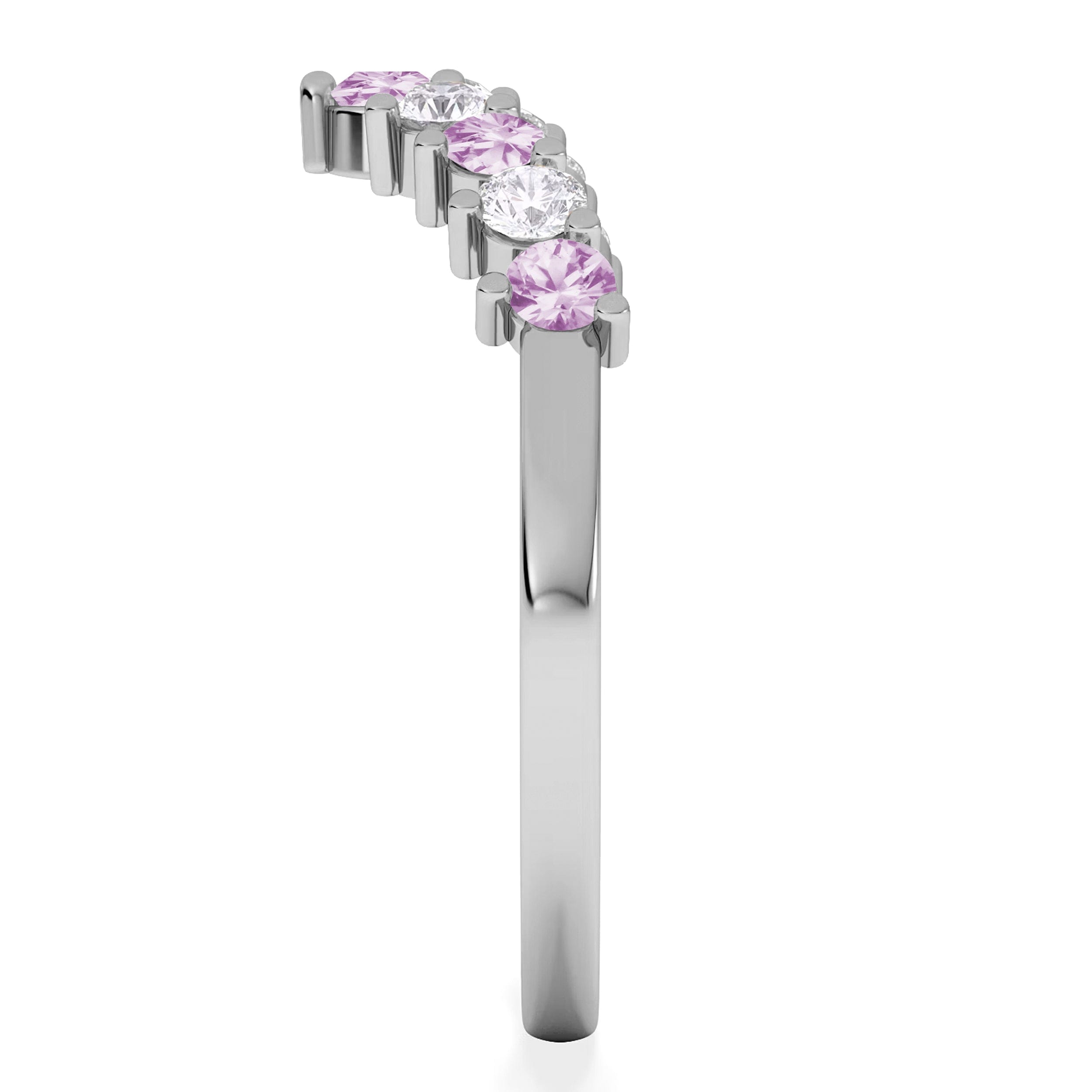 WISHBONE Starlit Pink Sapphire and Lab Diamond Wishbone Ring in 9K White Gold