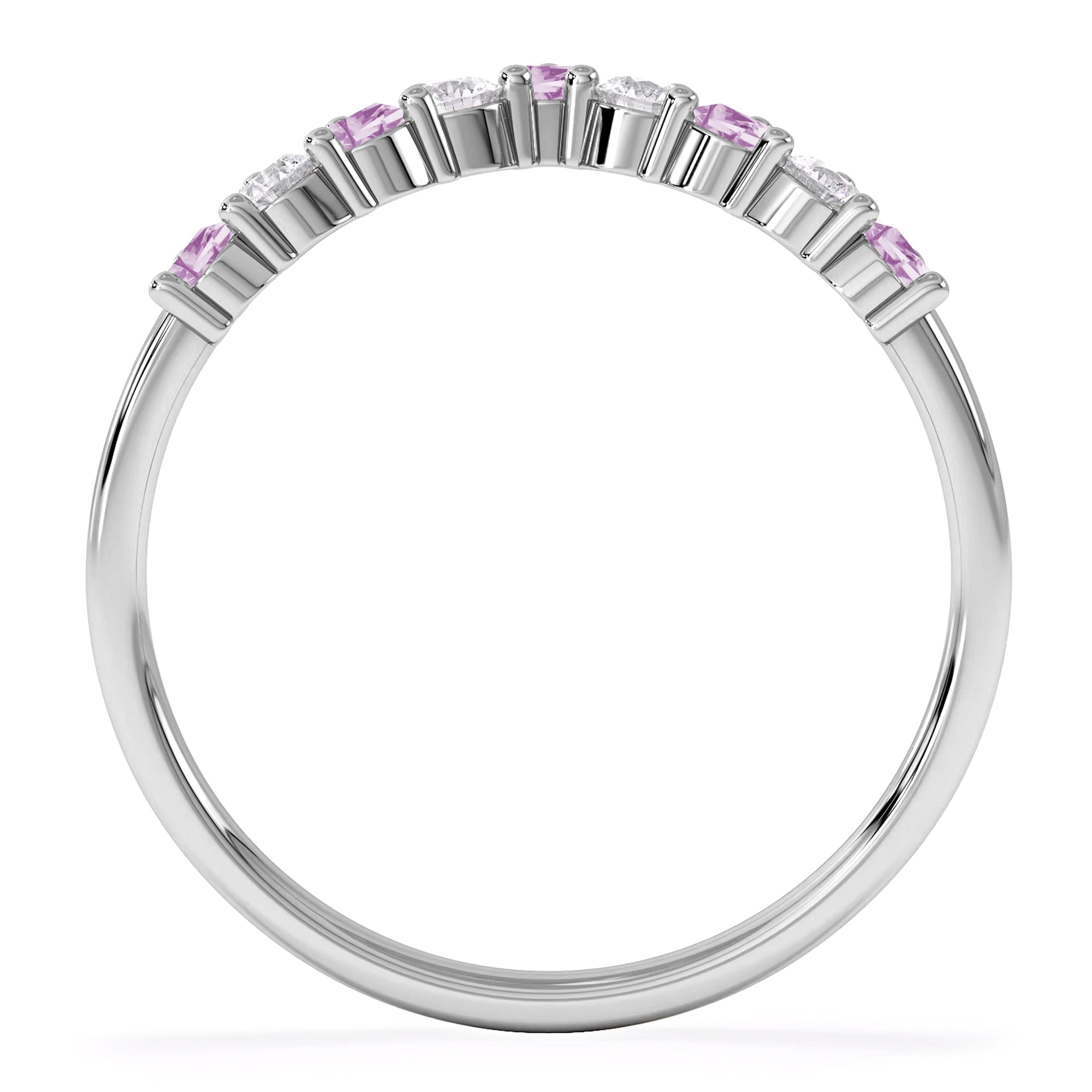 WISHBONE Starlit Pink Sapphire and Lab Diamond Wishbone Ring in 9K White Gold