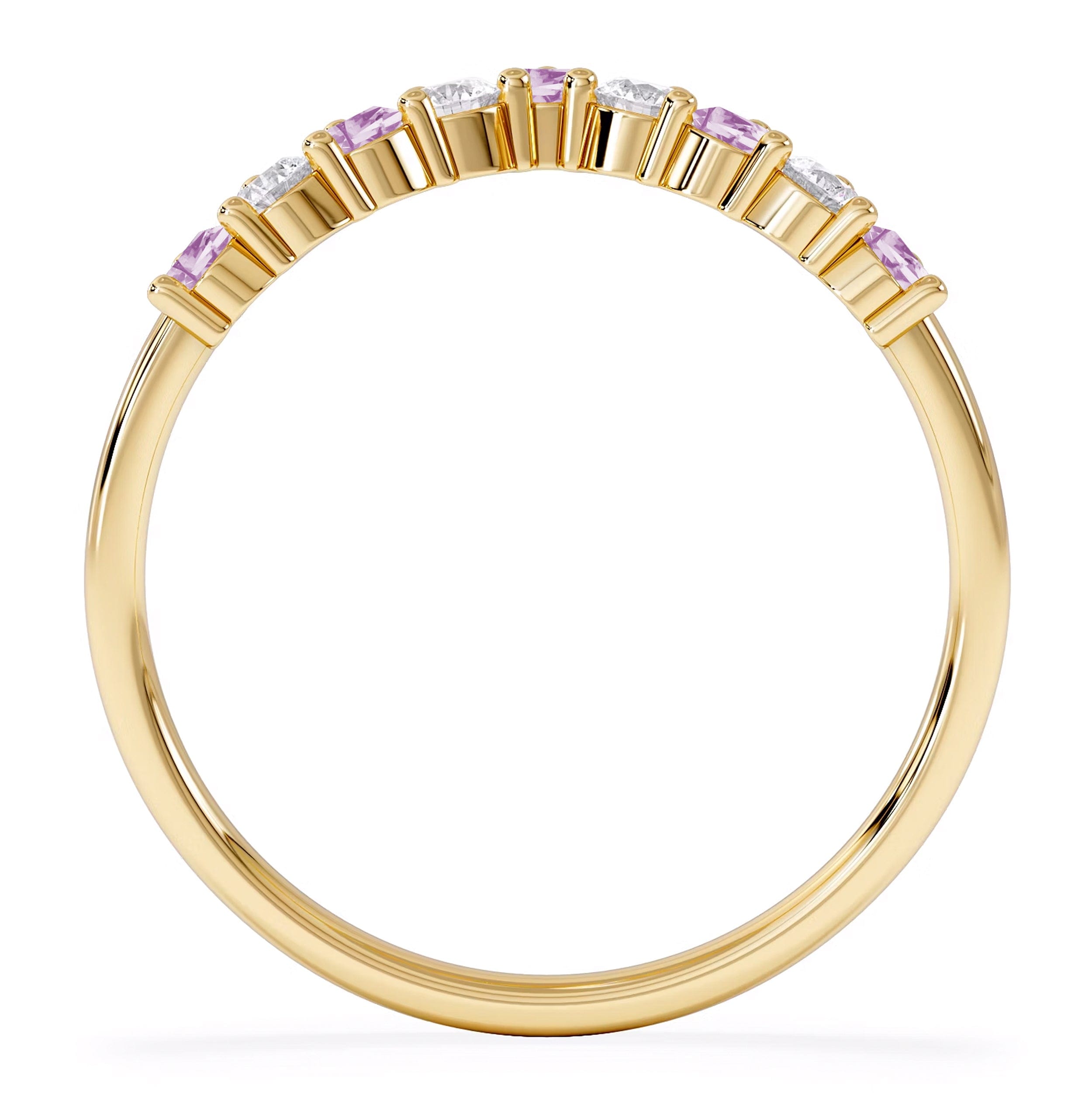 WISHBONE Starlit Pink Sapphire and Lab Diamond Wishbone Ring in 9K Yellow Gold