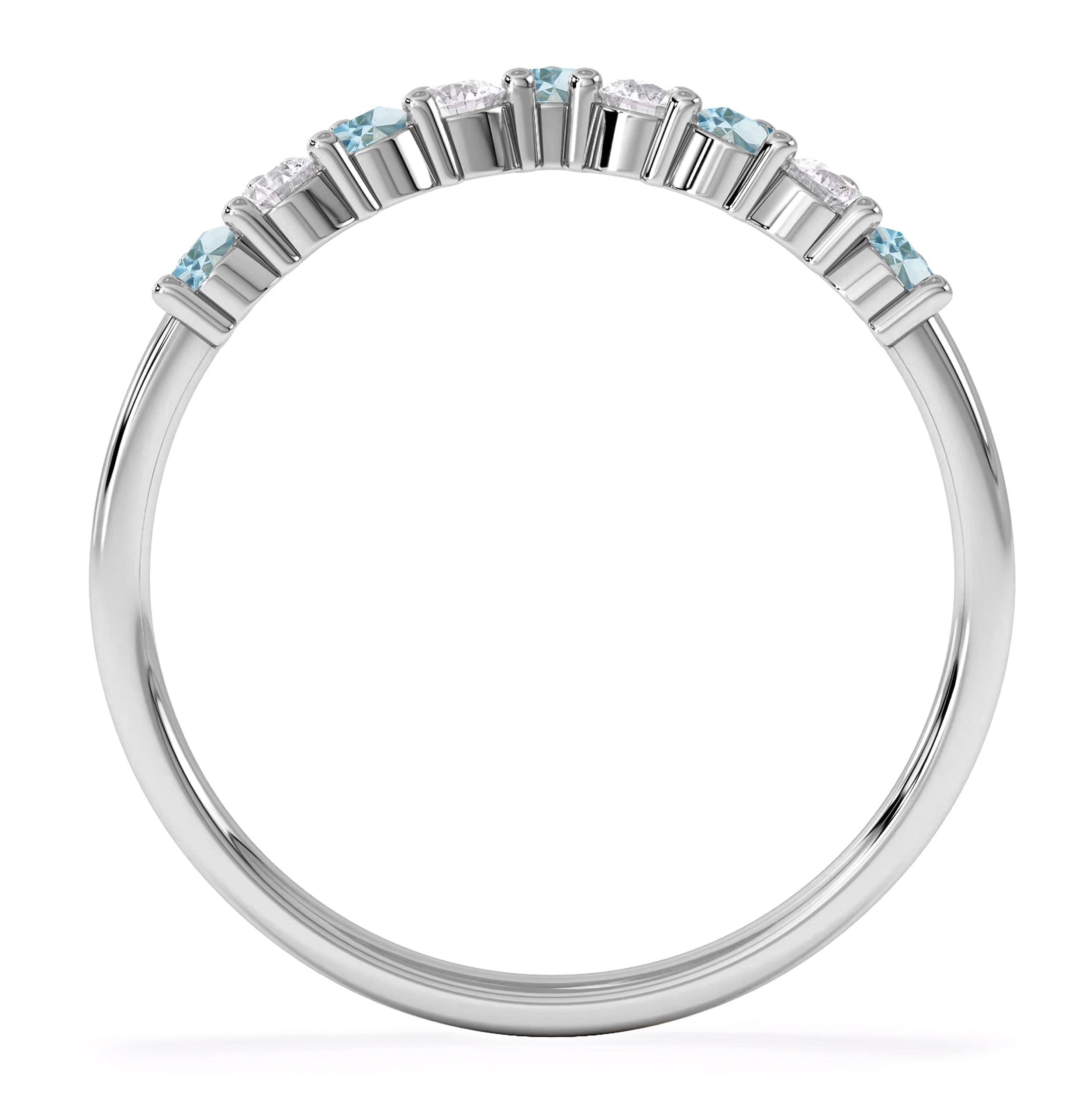 WISHBONE Starlit Blue Topaz and Lab Diamond Wishbone Ring in 9K White Gold