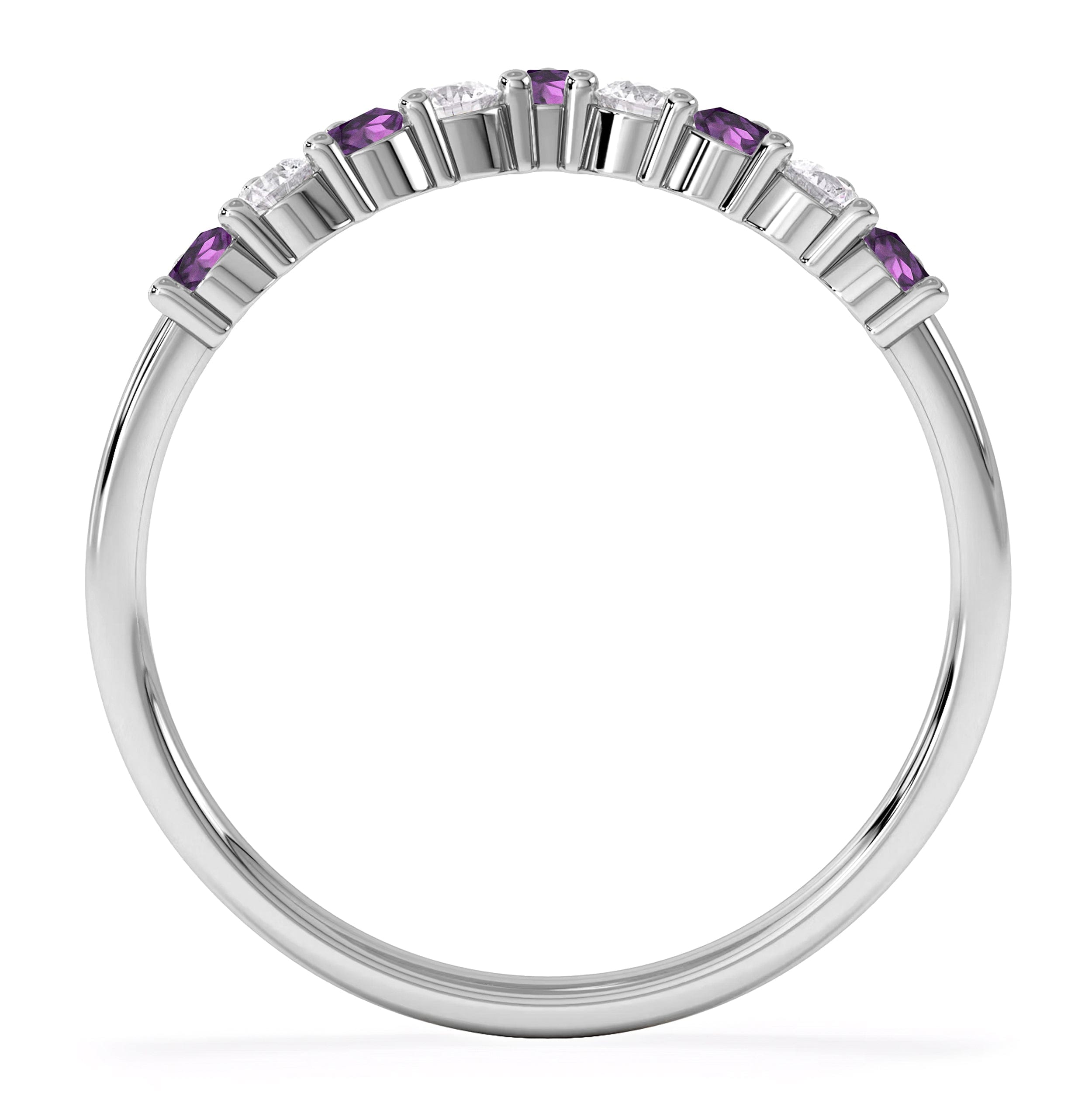 WISHBONE Starlit Amethyst and Lab Diamond Wishbone Ring in 9K White Gold