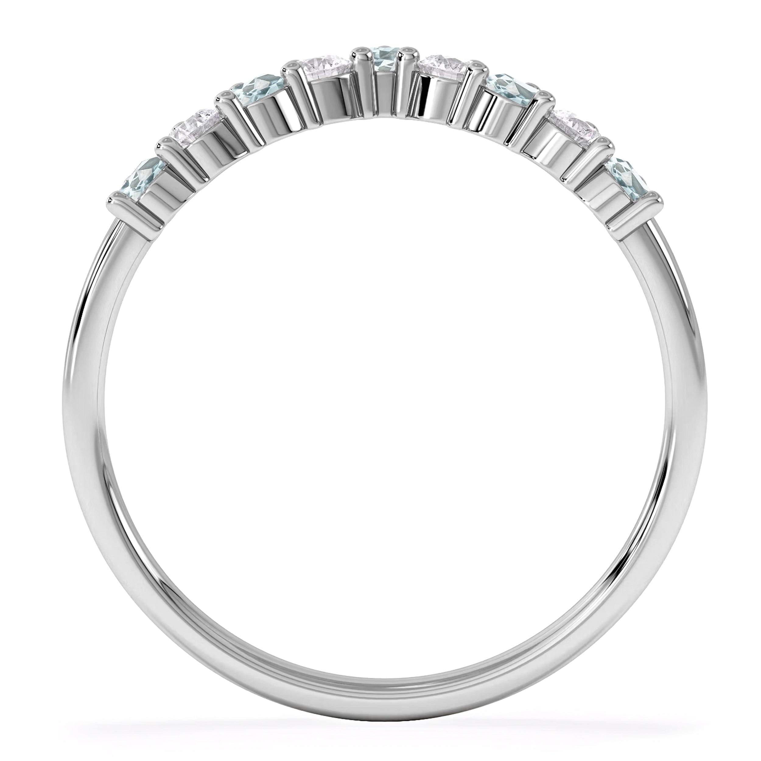 WISHBONE Starlit Aquamarine and Lab Diamond Wishbone Ring in 9K White Gold