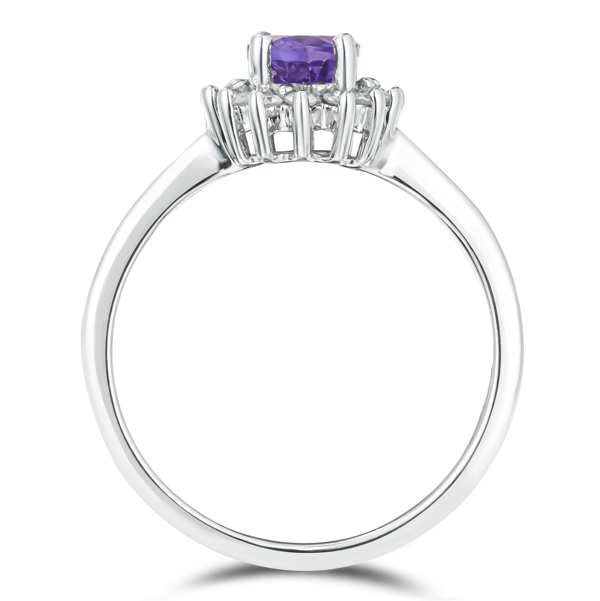 Diamond Amethyst 0.70ct And Diamond 925 Sterling Silver Ring